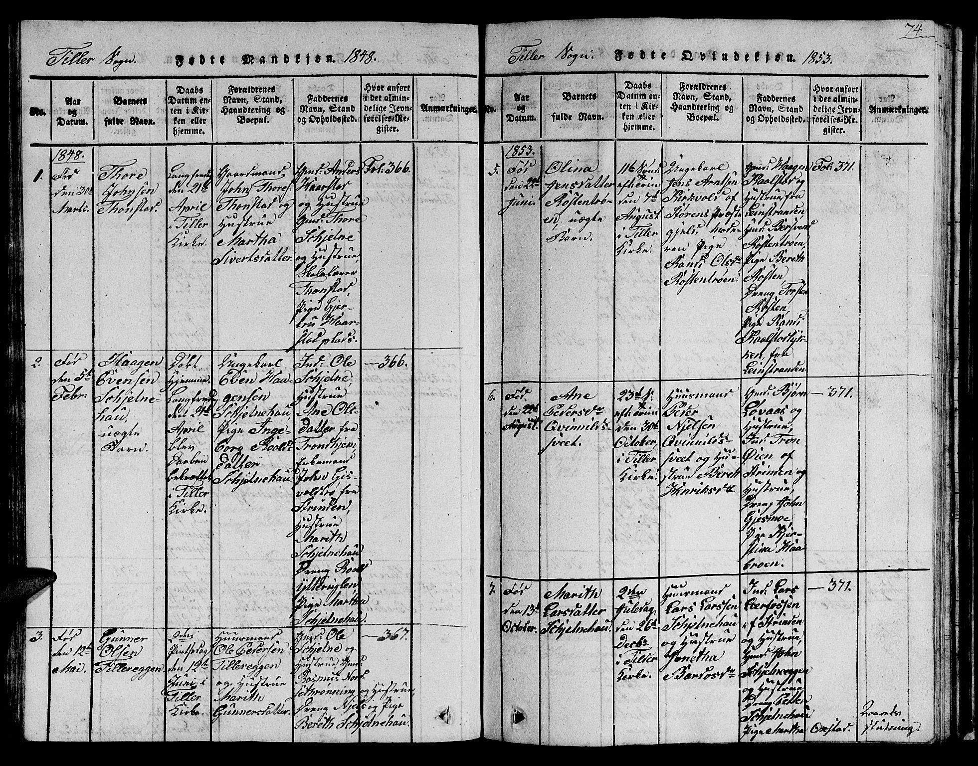 Ministerialprotokoller, klokkerbøker og fødselsregistre - Sør-Trøndelag, SAT/A-1456/621/L0458: Parish register (copy) no. 621C01, 1816-1865, p. 74