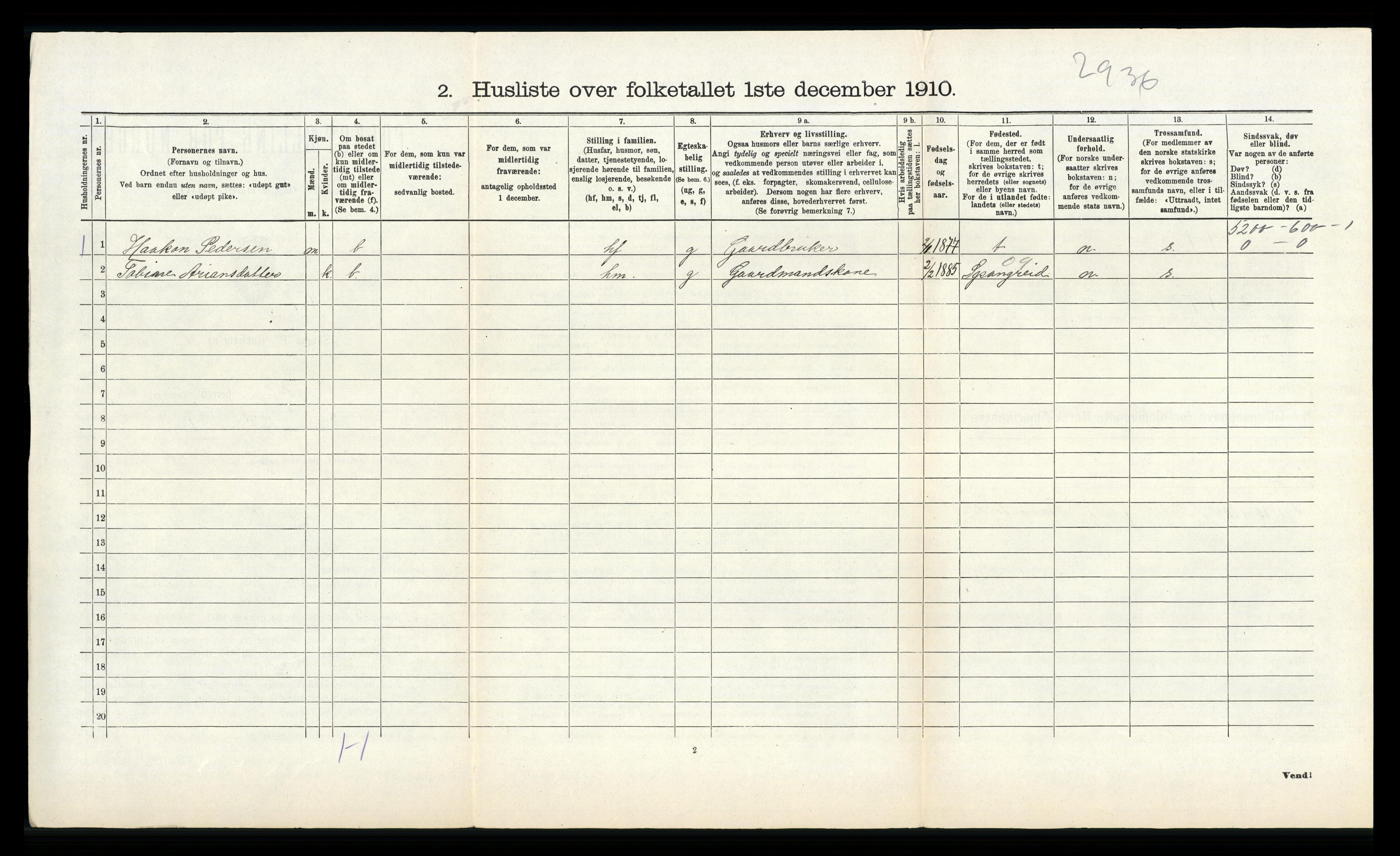 RA, 1910 census for Lyngdal, 1910, p. 747