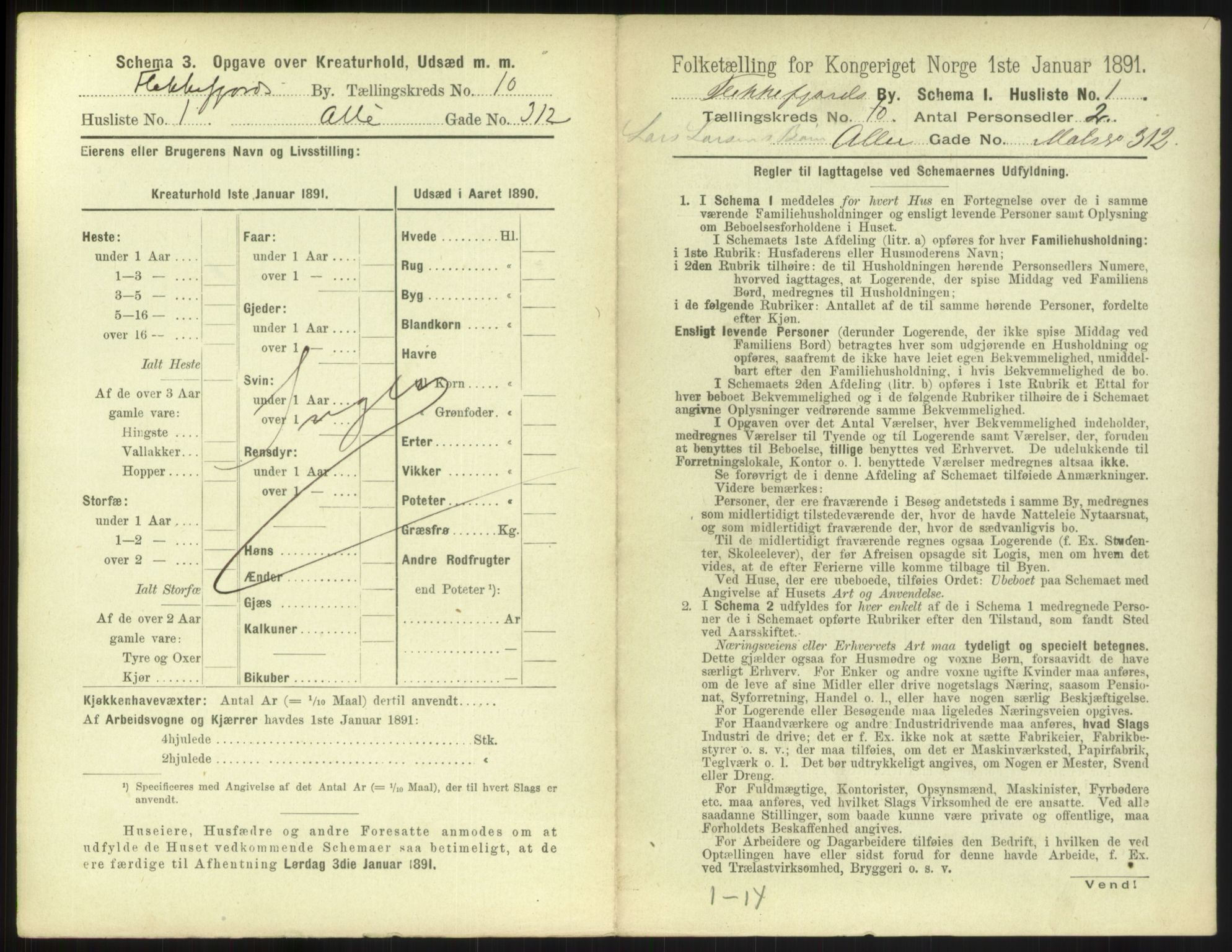 RA, 1891 census for 1004 Flekkefjord, 1891, p. 356