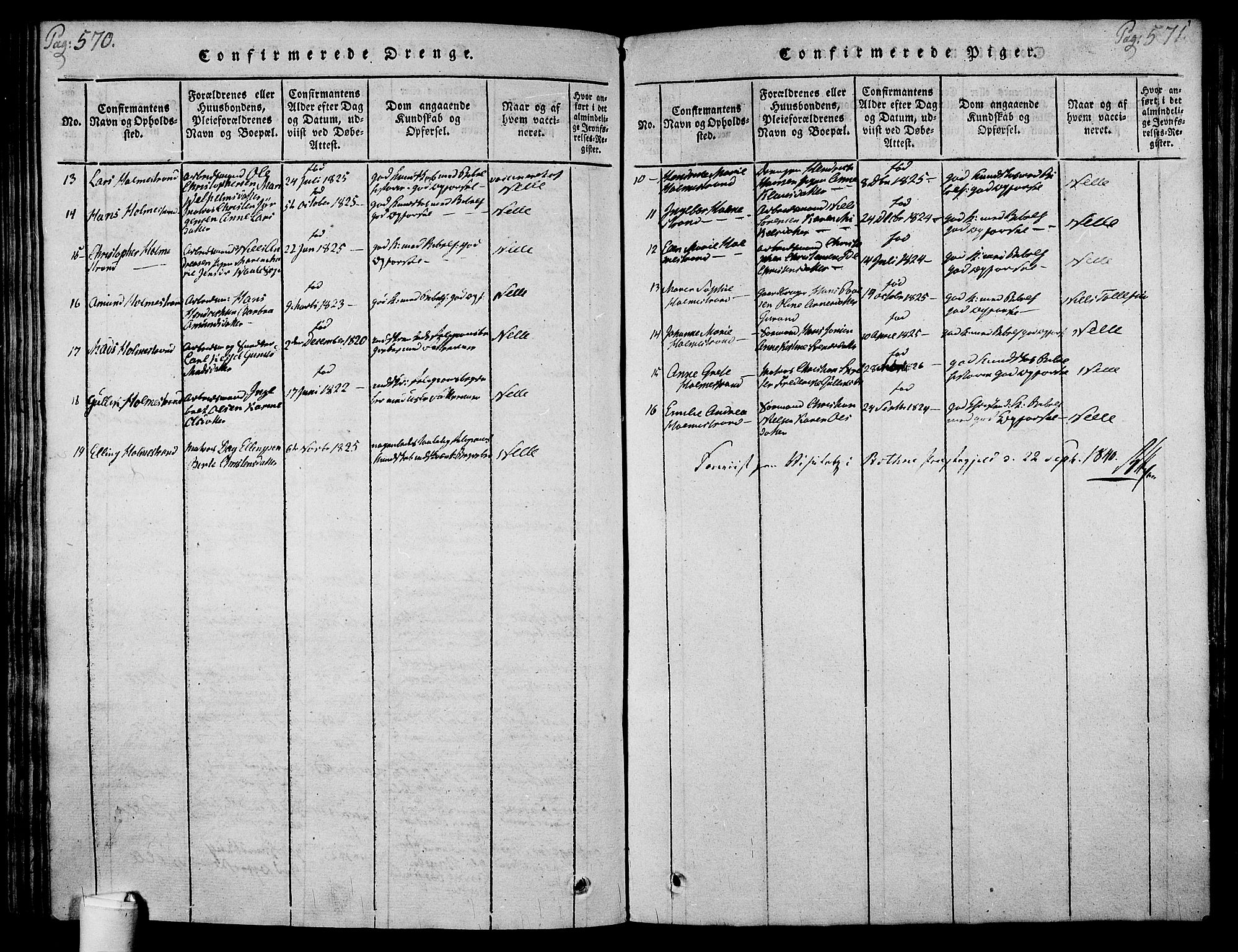 Holmestrand kirkebøker, AV/SAKO-A-346/F/Fa/L0001: Parish register (official) no. 1, 1814-1840, p. 570-571