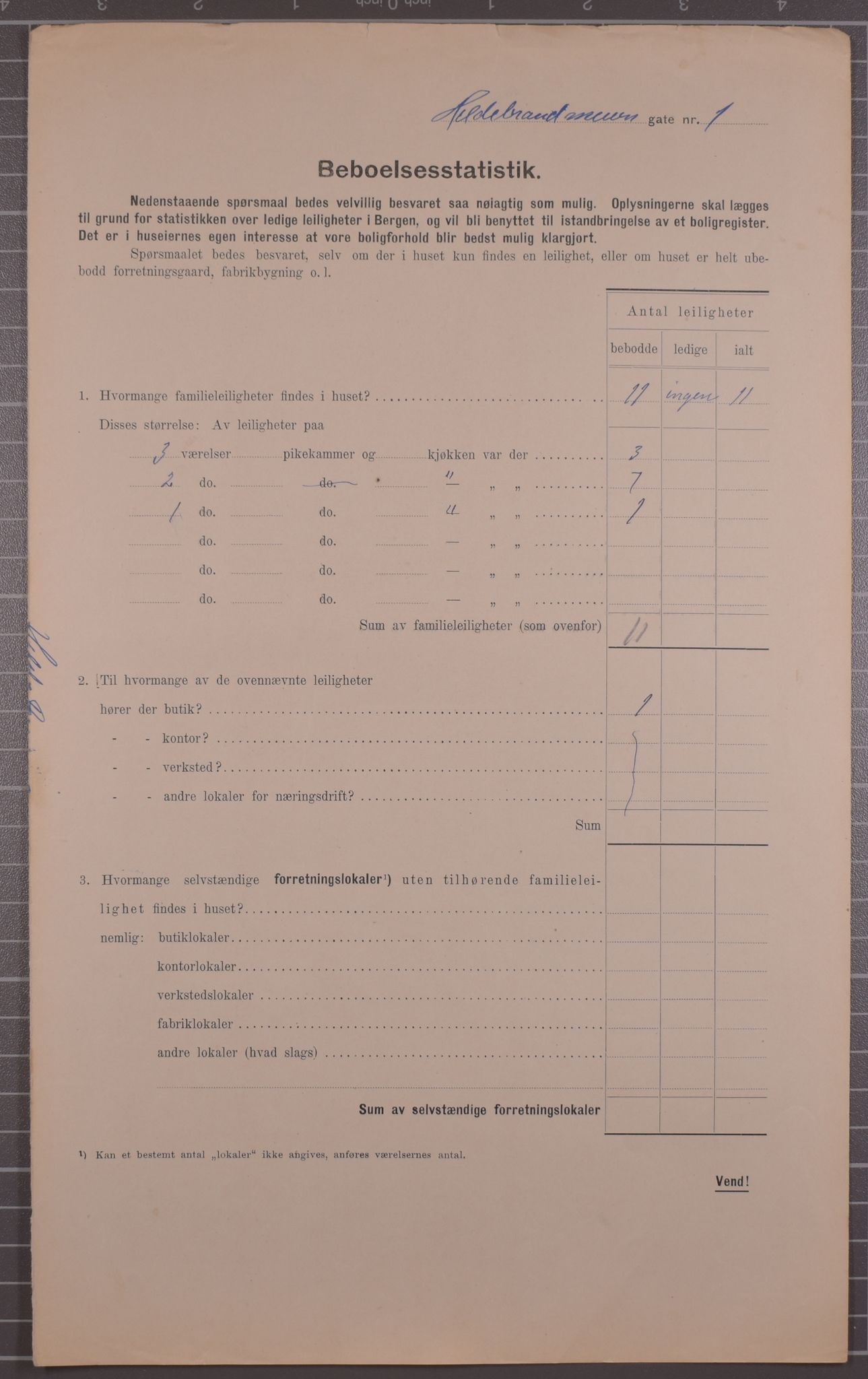 SAB, Municipal Census 1912 for Bergen, 1912, p. 3034