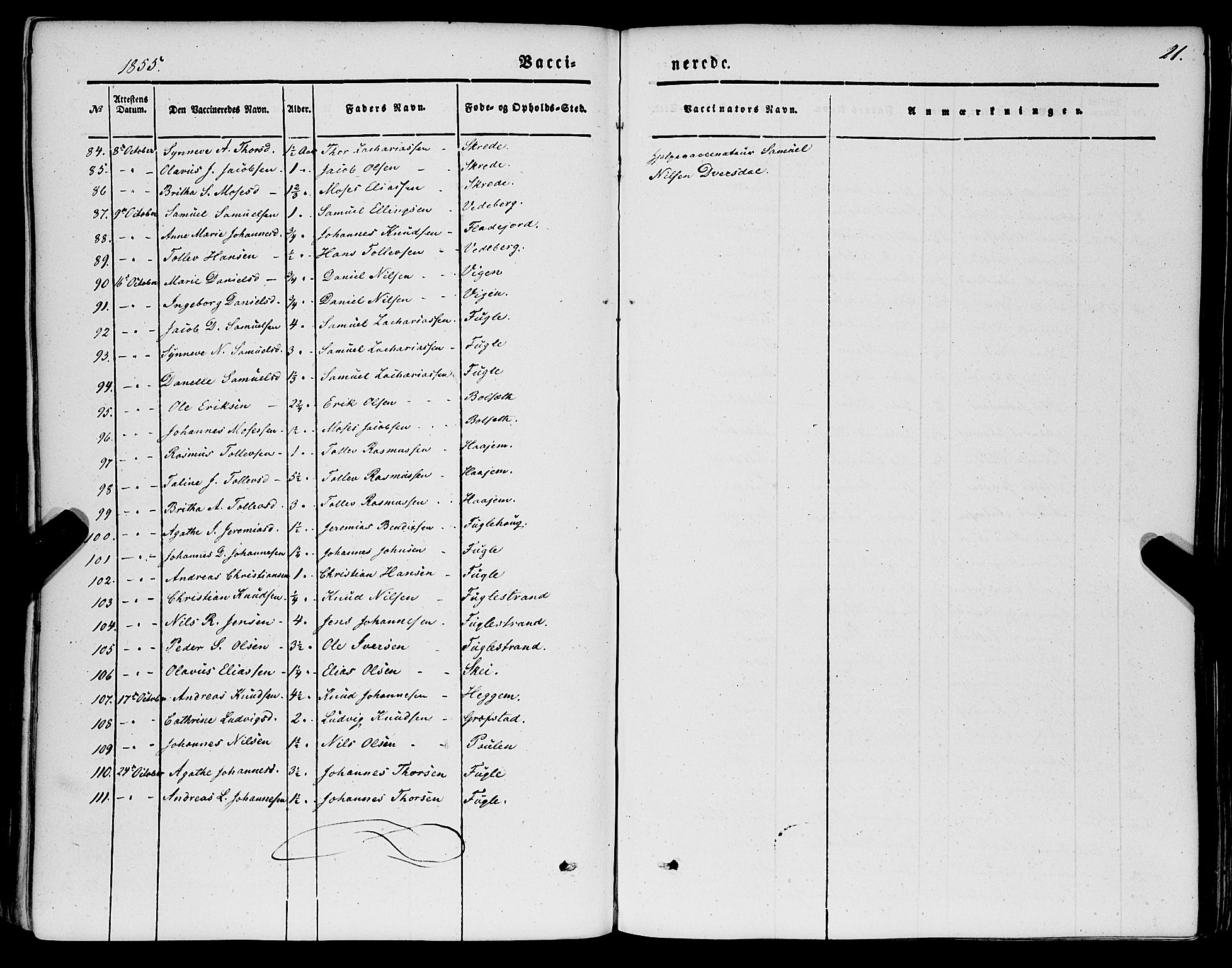 Jølster sokneprestembete, AV/SAB-A-80701/H/Haa/Haaa/L0010: Parish register (official) no. A 10, 1847-1865, p. 21