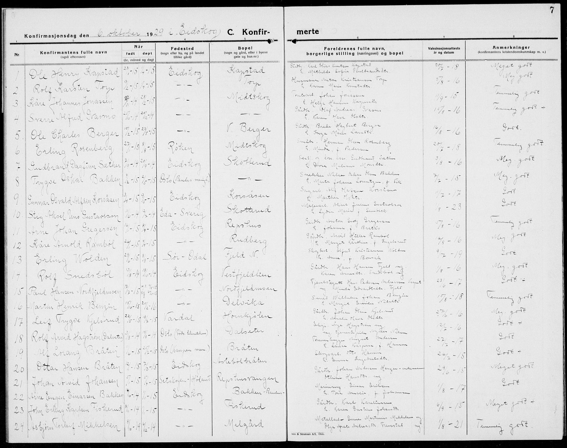 Eidskog prestekontor, AV/SAH-PREST-026/H/Ha/Hab/L0007: Parish register (copy) no. 7, 1925-1938, p. 7