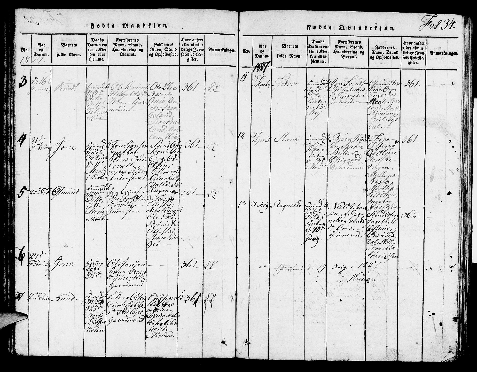 Hjelmeland sokneprestkontor, SAST/A-101843/01/V/L0002: Parish register (copy) no. B 2, 1816-1841, p. 34