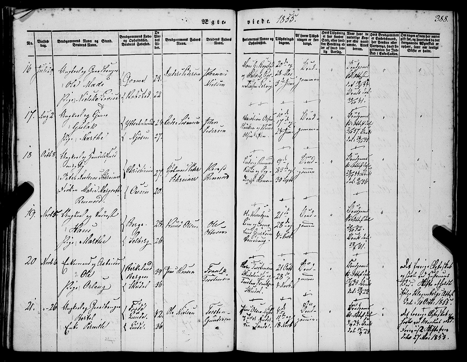 Gaular sokneprestembete, AV/SAB-A-80001/H/Haa: Parish register (official) no. A 4II, 1841-1859, p. 388