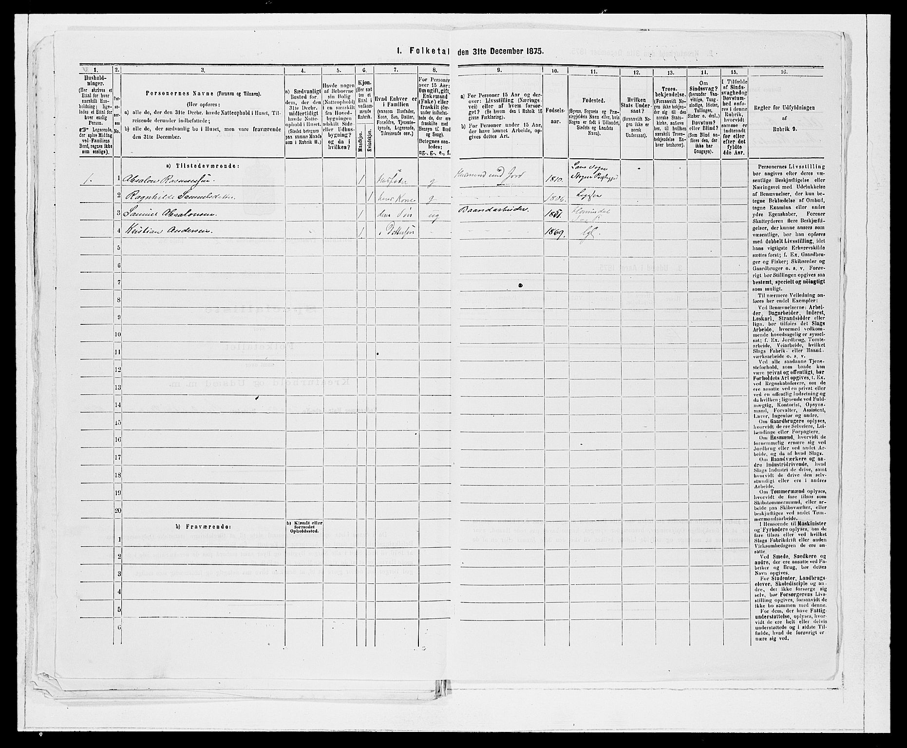 SAB, 1875 Census for 1444P Hornindal, 1875, p. 274