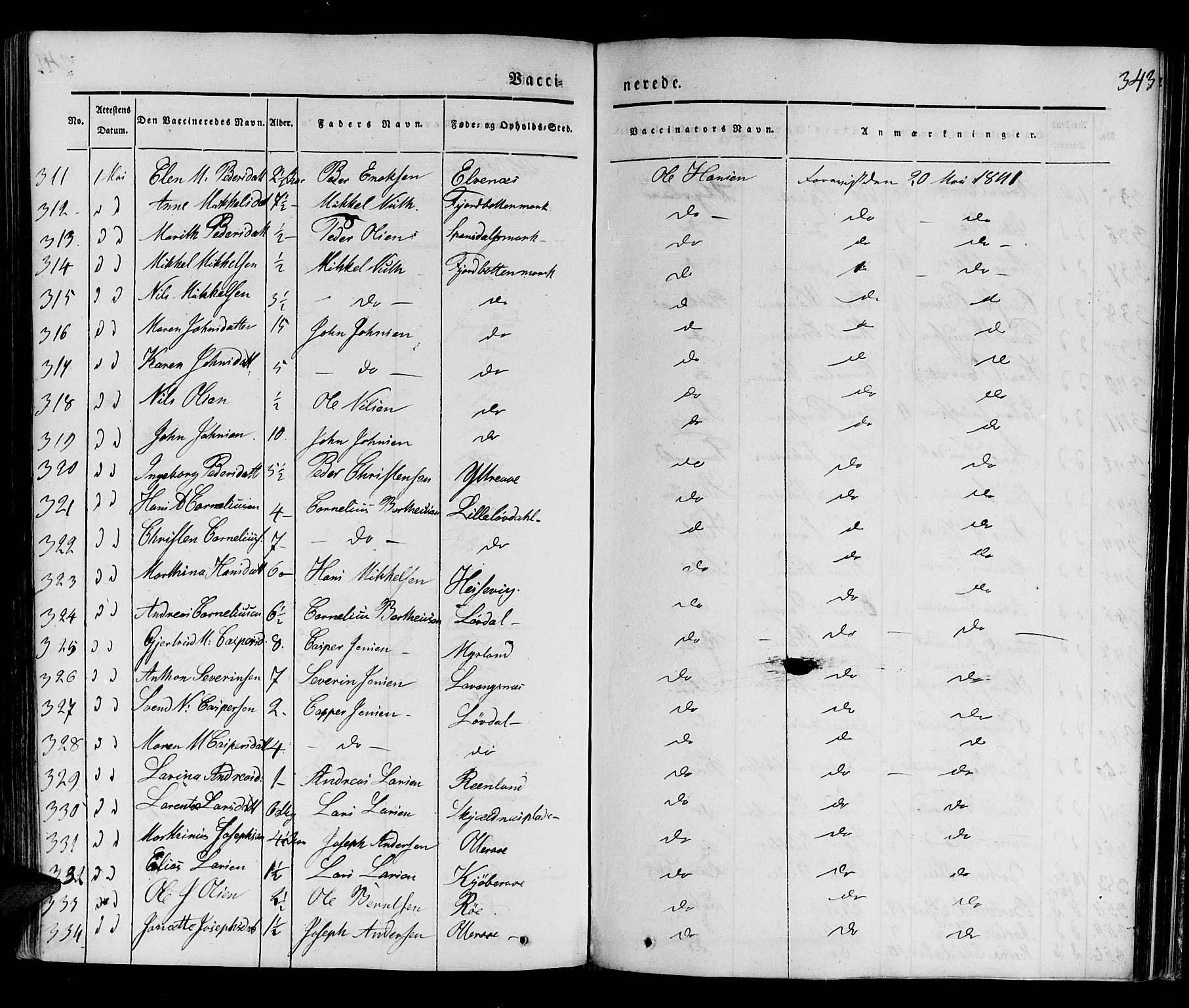 Ibestad sokneprestembete, SATØ/S-0077/H/Ha/Haa/L0006kirke: Parish register (official) no. 6, 1837-1850, p. 343