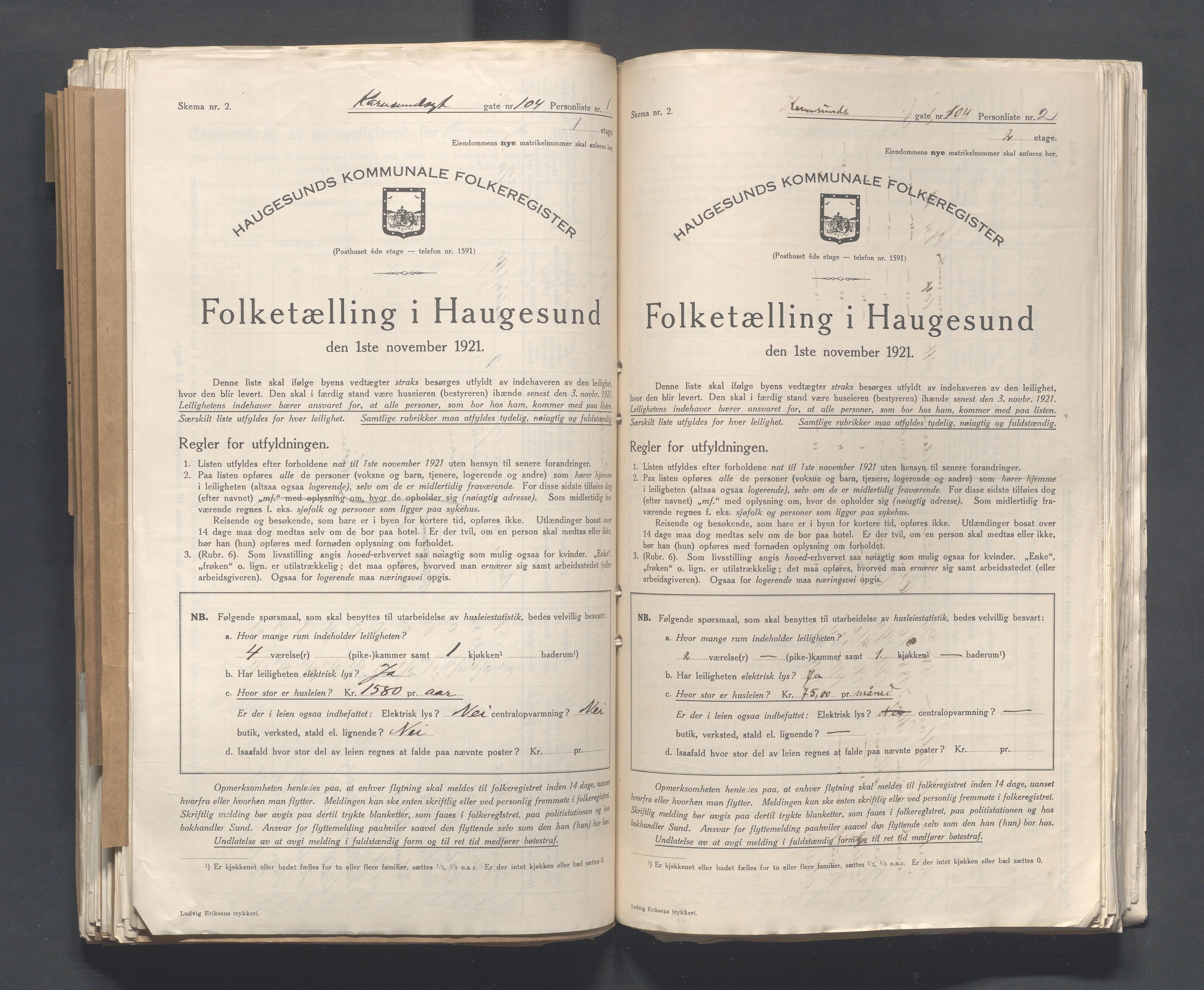 IKAR, Local census 1.11.1921 for Haugesund, 1921, p. 2455