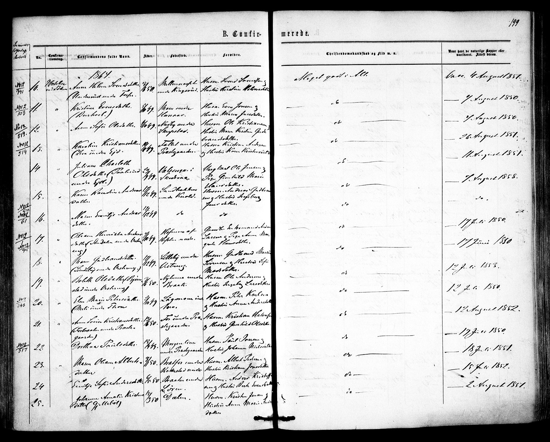 Høland prestekontor Kirkebøker, AV/SAO-A-10346a/F/Fa/L0011: Parish register (official) no. I 11, 1862-1869, p. 199