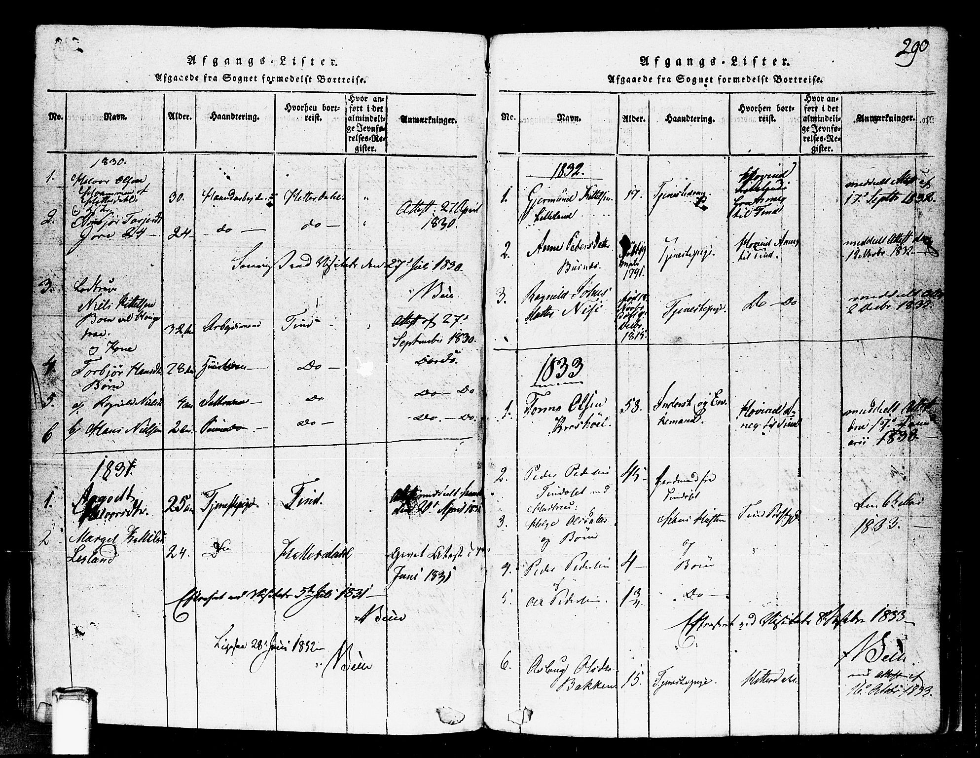 Gransherad kirkebøker, SAKO/A-267/F/Fa/L0001: Parish register (official) no. I 1, 1815-1843, p. 290