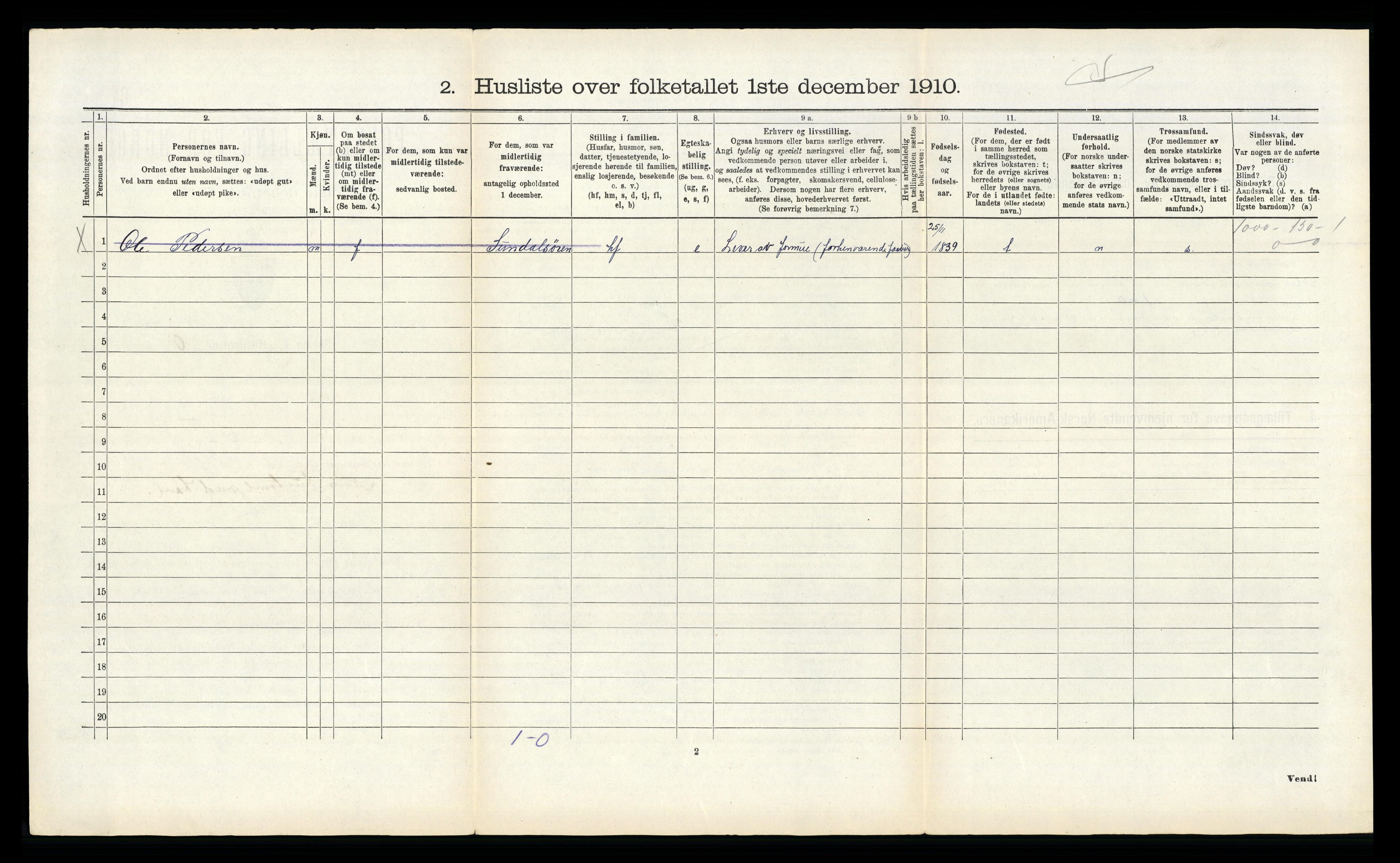 RA, 1910 census for Sunndal, 1910, p. 416