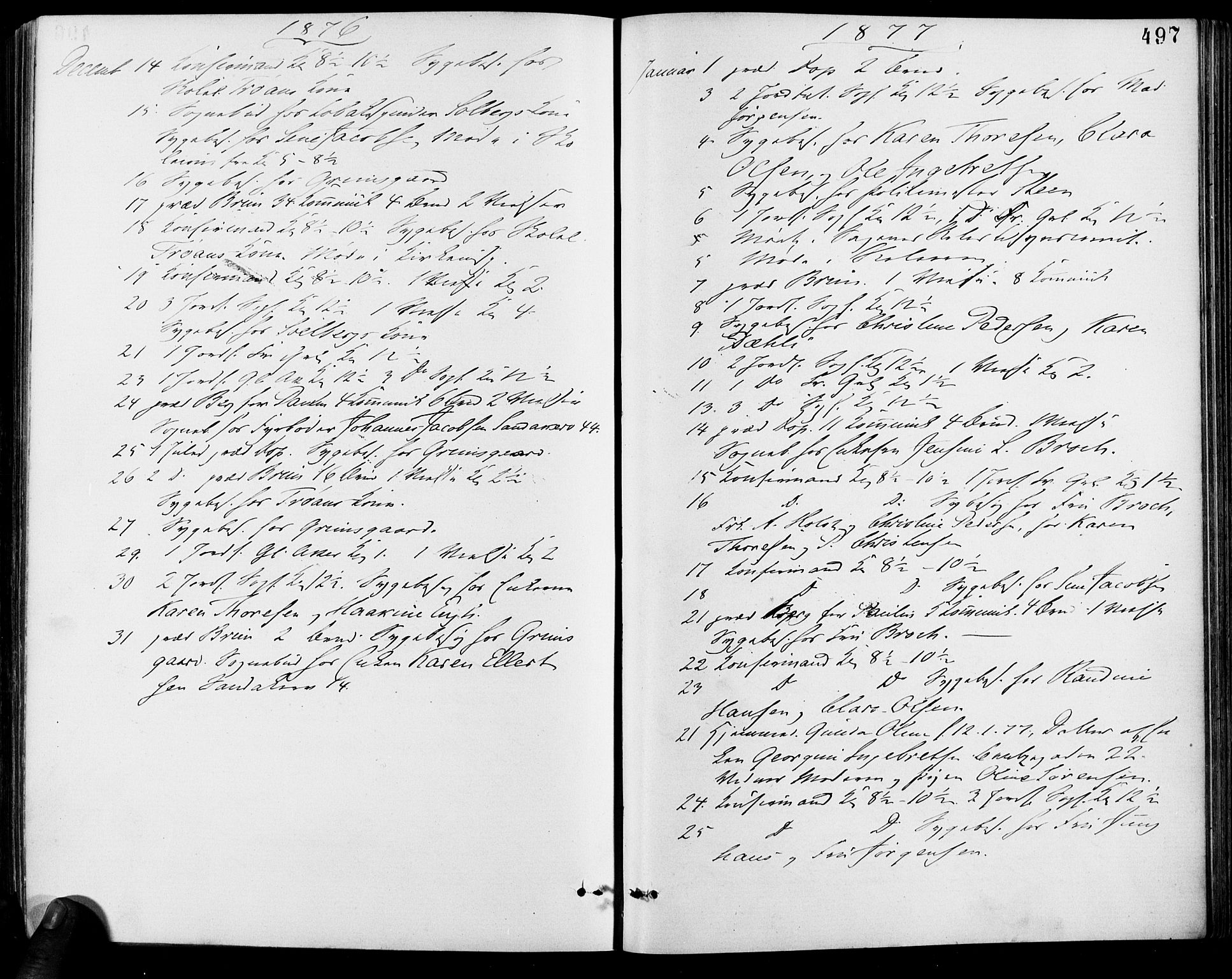 Gamle Aker prestekontor Kirkebøker, SAO/A-10617a/F/L0005: Parish register (official) no. 5, 1873-1881, p. 497