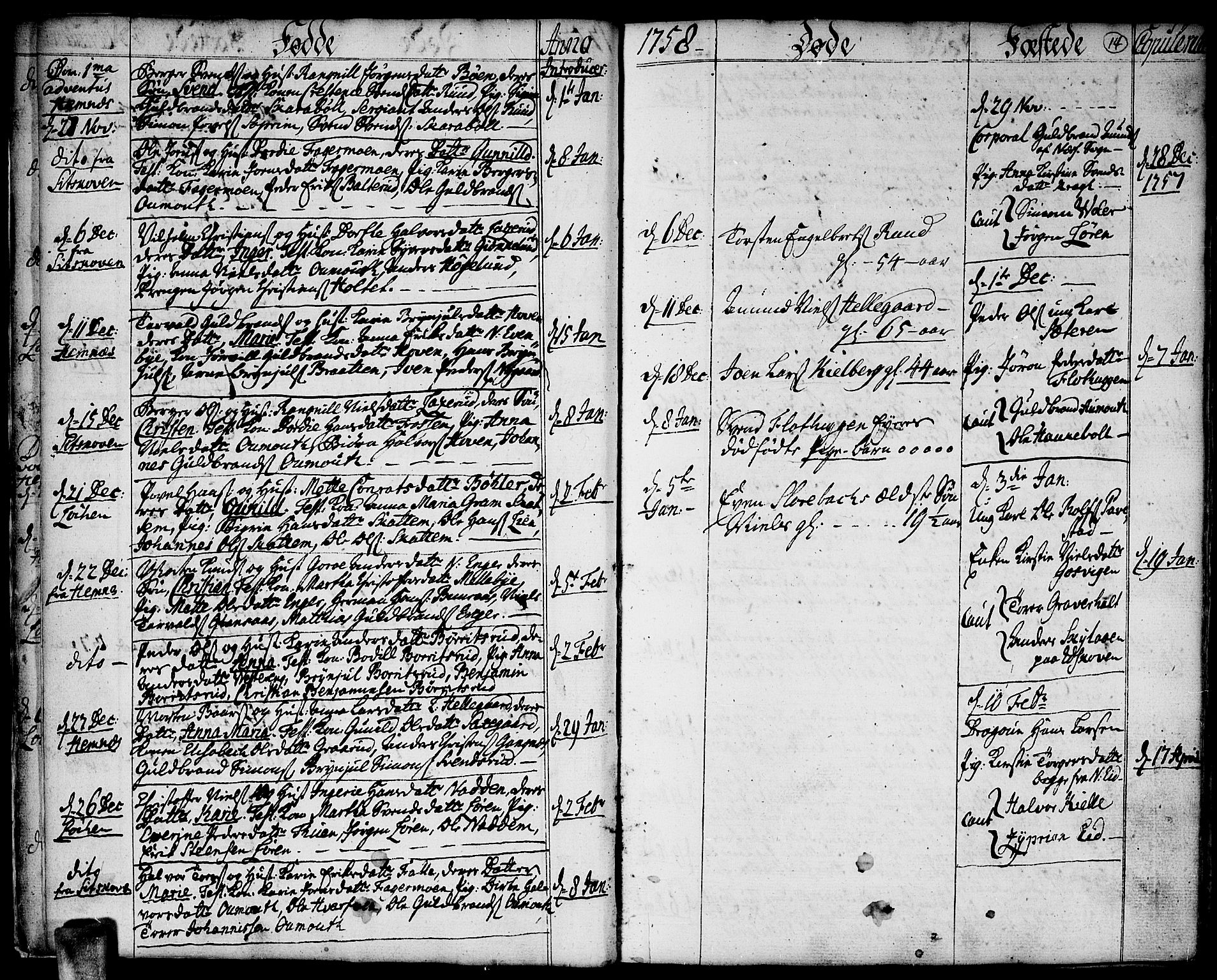 Høland prestekontor Kirkebøker, SAO/A-10346a/F/Fa/L0004: Parish register (official) no. I 4, 1757-1780, p. 14