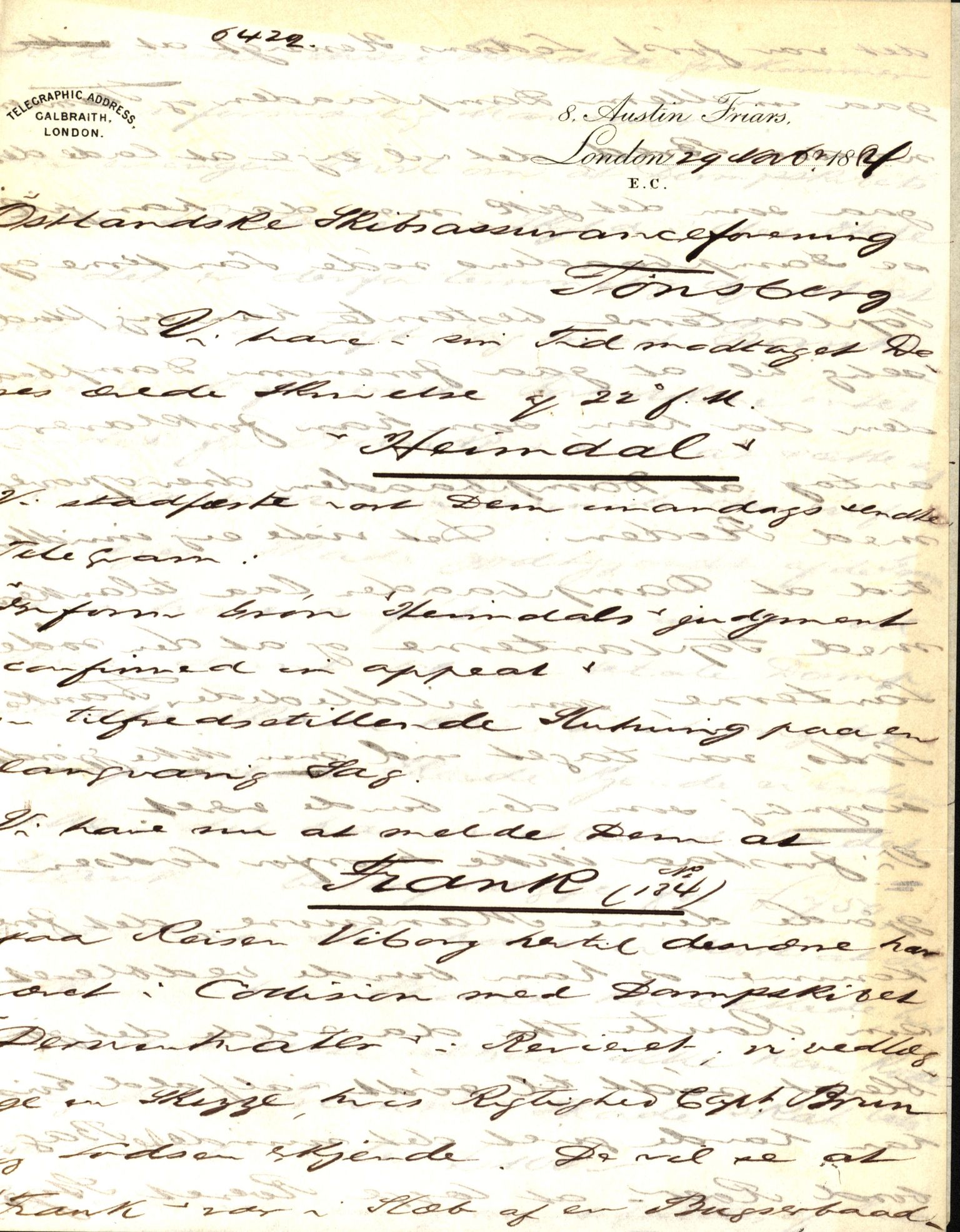 Pa 63 - Østlandske skibsassuranceforening, VEMU/A-1079/G/Ga/L0017/0003: Havaridokumenter / Alma, Aise, Ole Bull, Tellus, Frank, 1884, p. 68