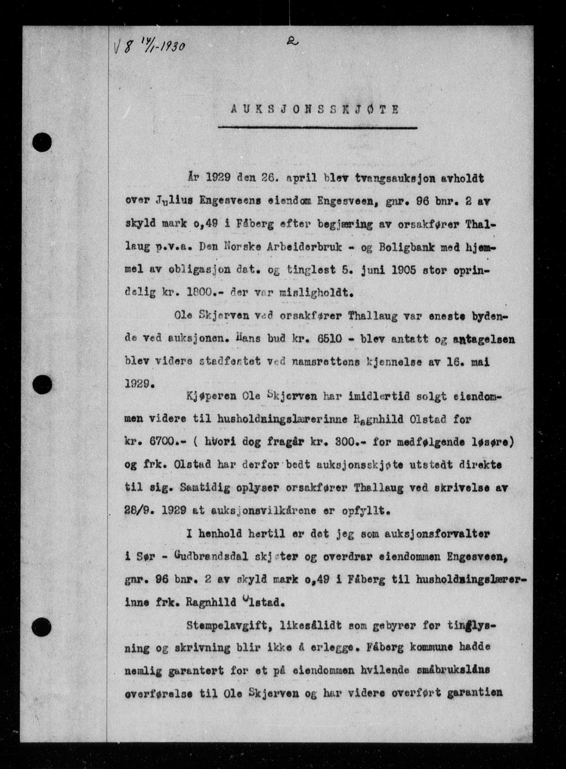 Sør-Gudbrandsdal tingrett, AV/SAH-TING-004/H/Hb/Hbb/L0021: Mortgage book no. II 21, 1930-1931, p. 2