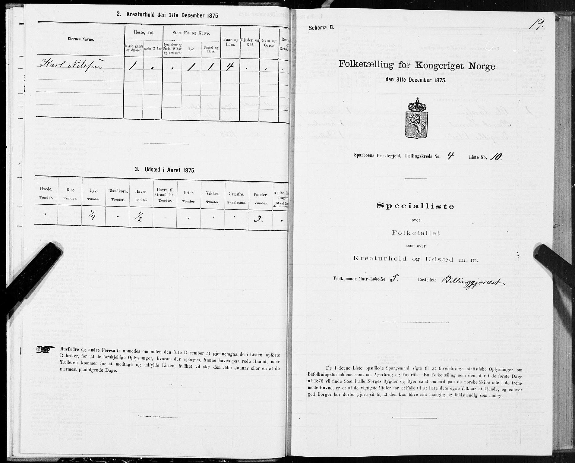SAT, 1875 census for 1731P Sparbu, 1875, p. 2019