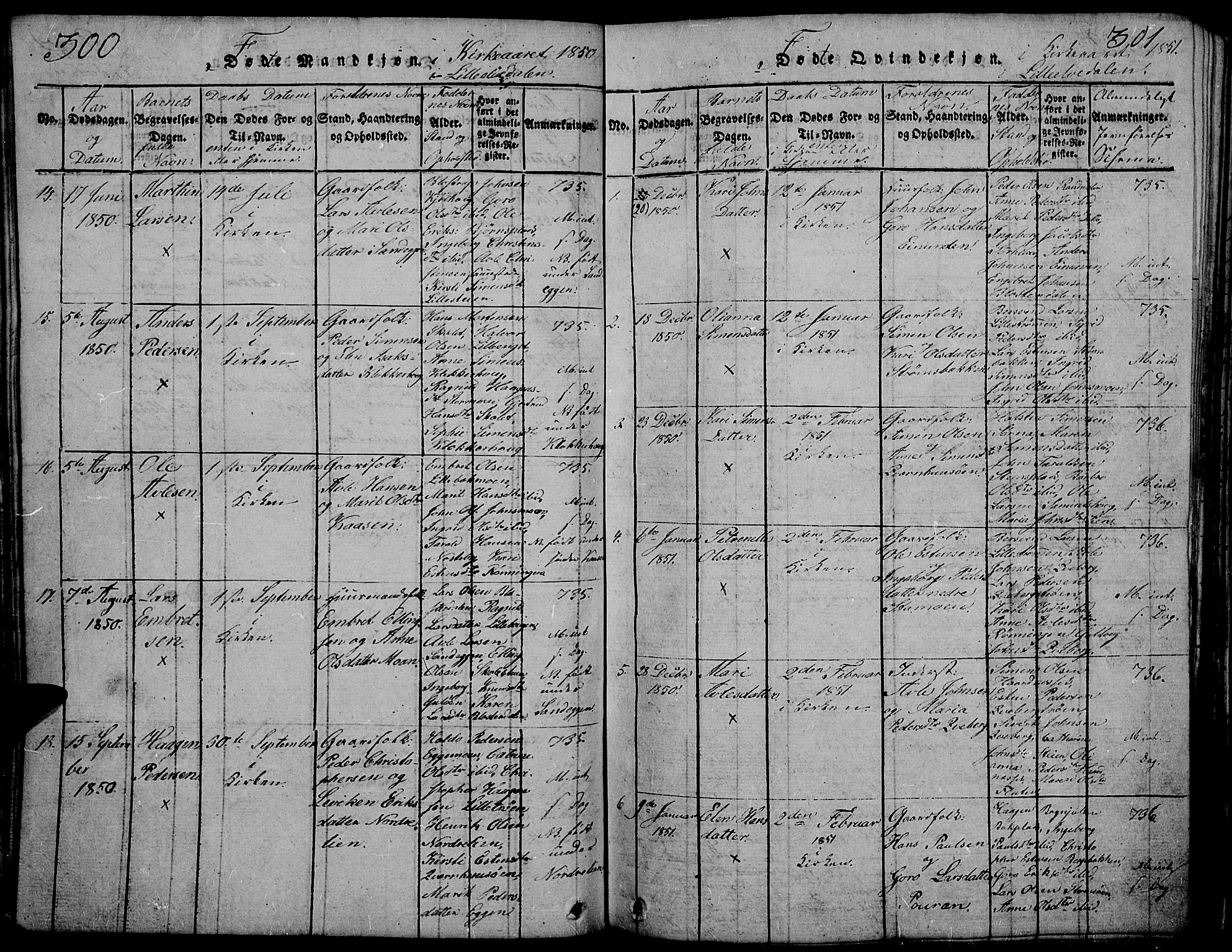 Tynset prestekontor, SAH/PREST-058/H/Ha/Hab/L0002: Parish register (copy) no. 2, 1814-1862, p. 300-301
