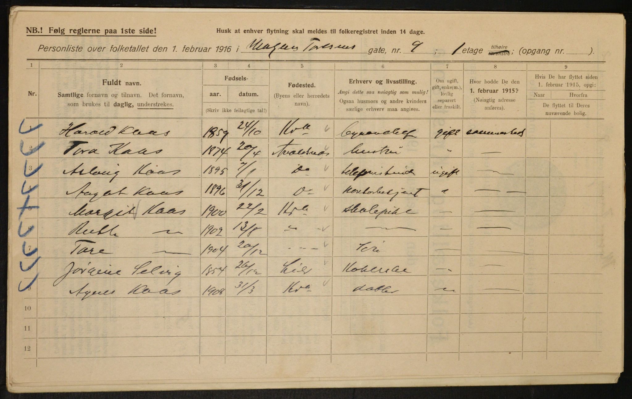 OBA, Municipal Census 1916 for Kristiania, 1916, p. 67266