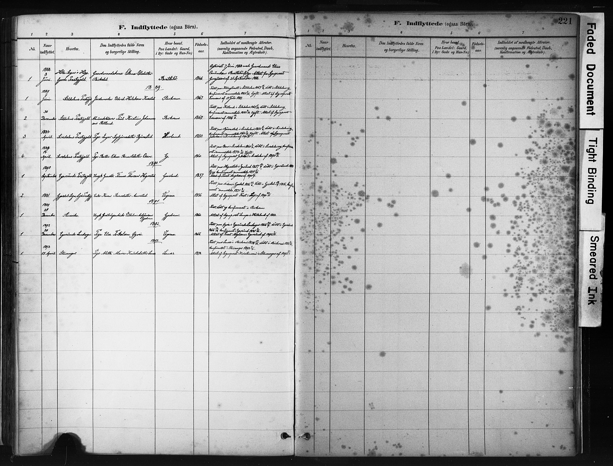 Helleland sokneprestkontor, SAST/A-101810: Parish register (official) no. A 9, 1887-1908, p. 221