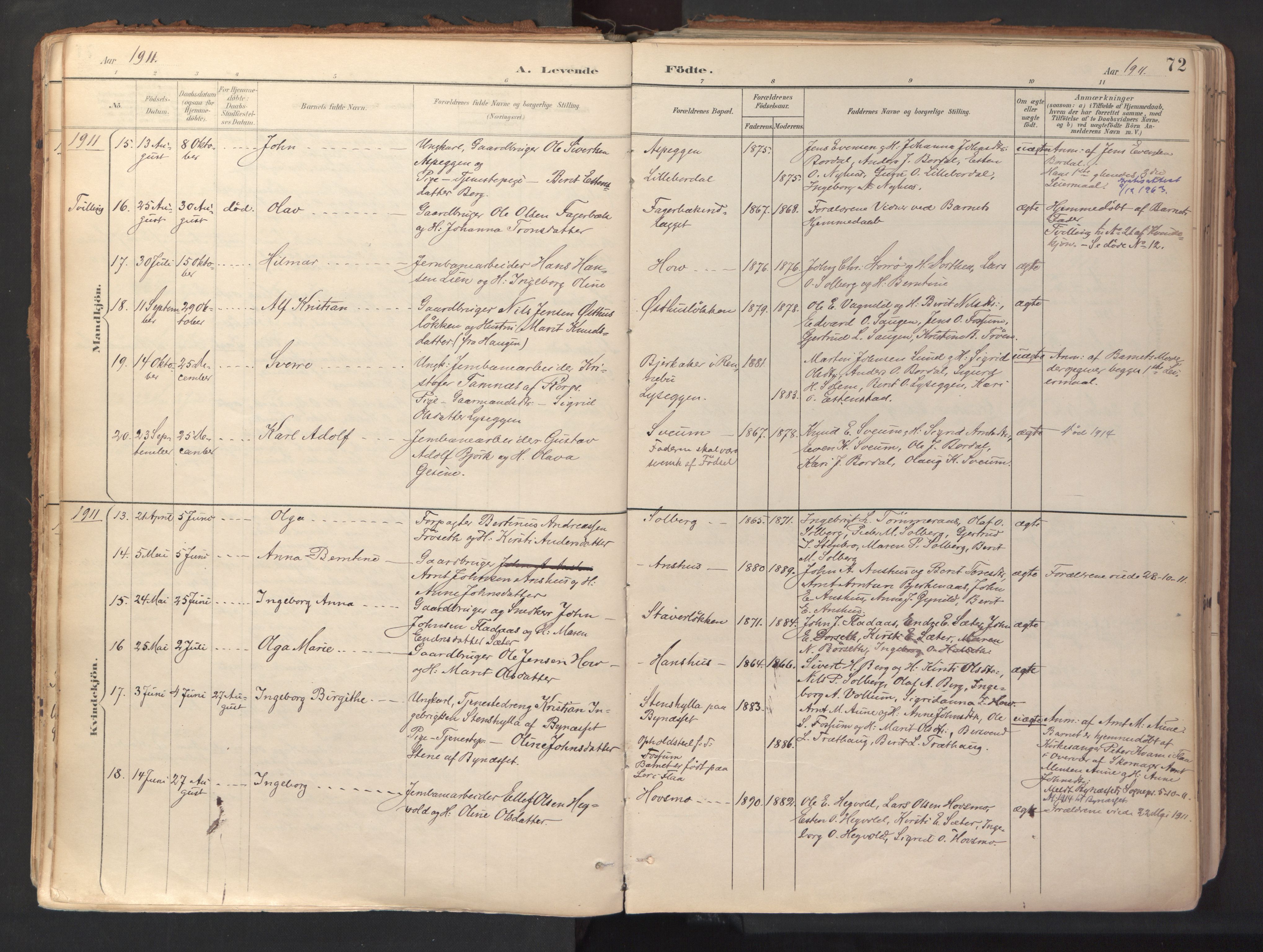 Ministerialprotokoller, klokkerbøker og fødselsregistre - Sør-Trøndelag, SAT/A-1456/689/L1041: Parish register (official) no. 689A06, 1891-1923, p. 72