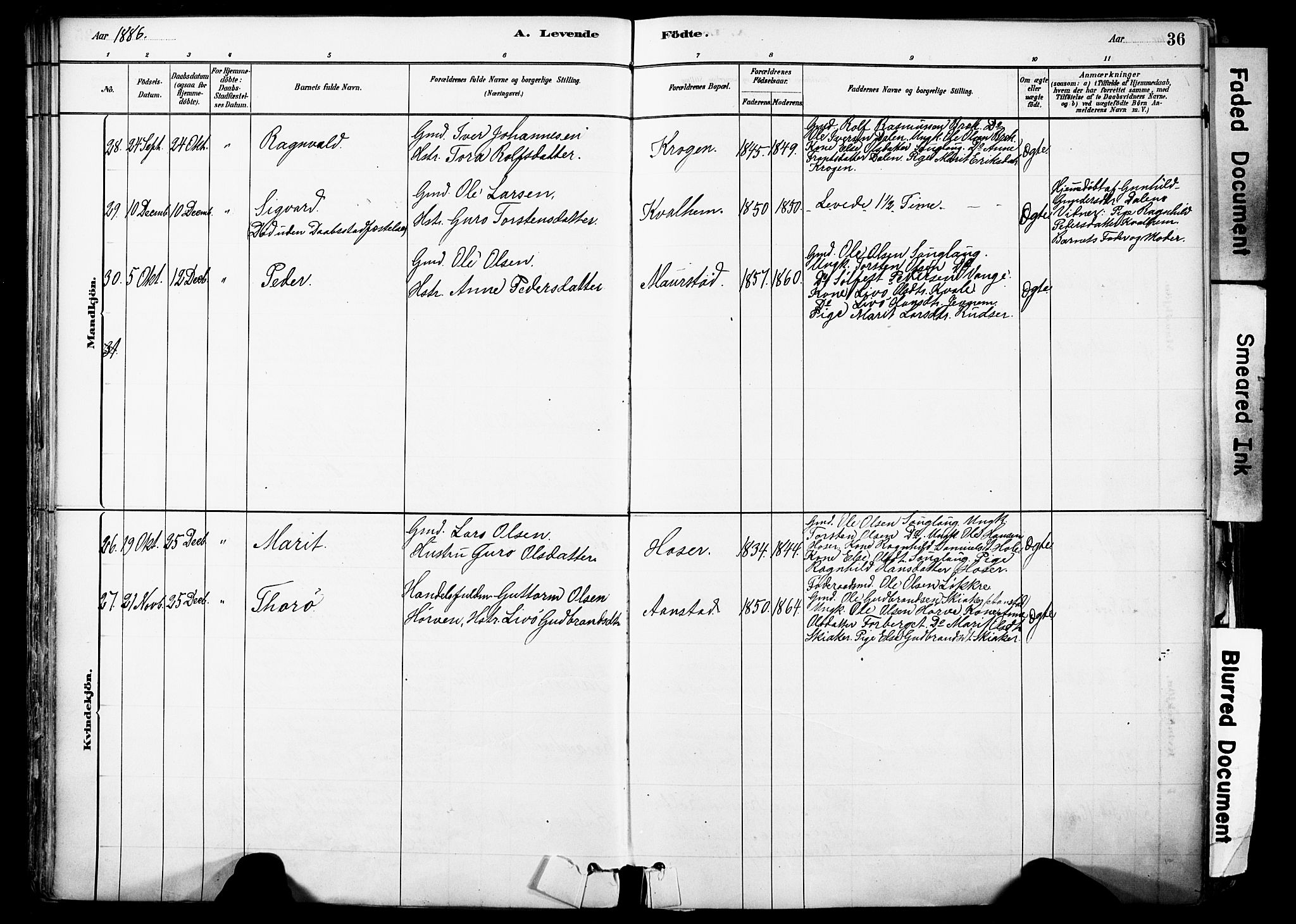 Skjåk prestekontor, SAH/PREST-072/H/Ha/Haa/L0003: Parish register (official) no. 3, 1880-1907, p. 36