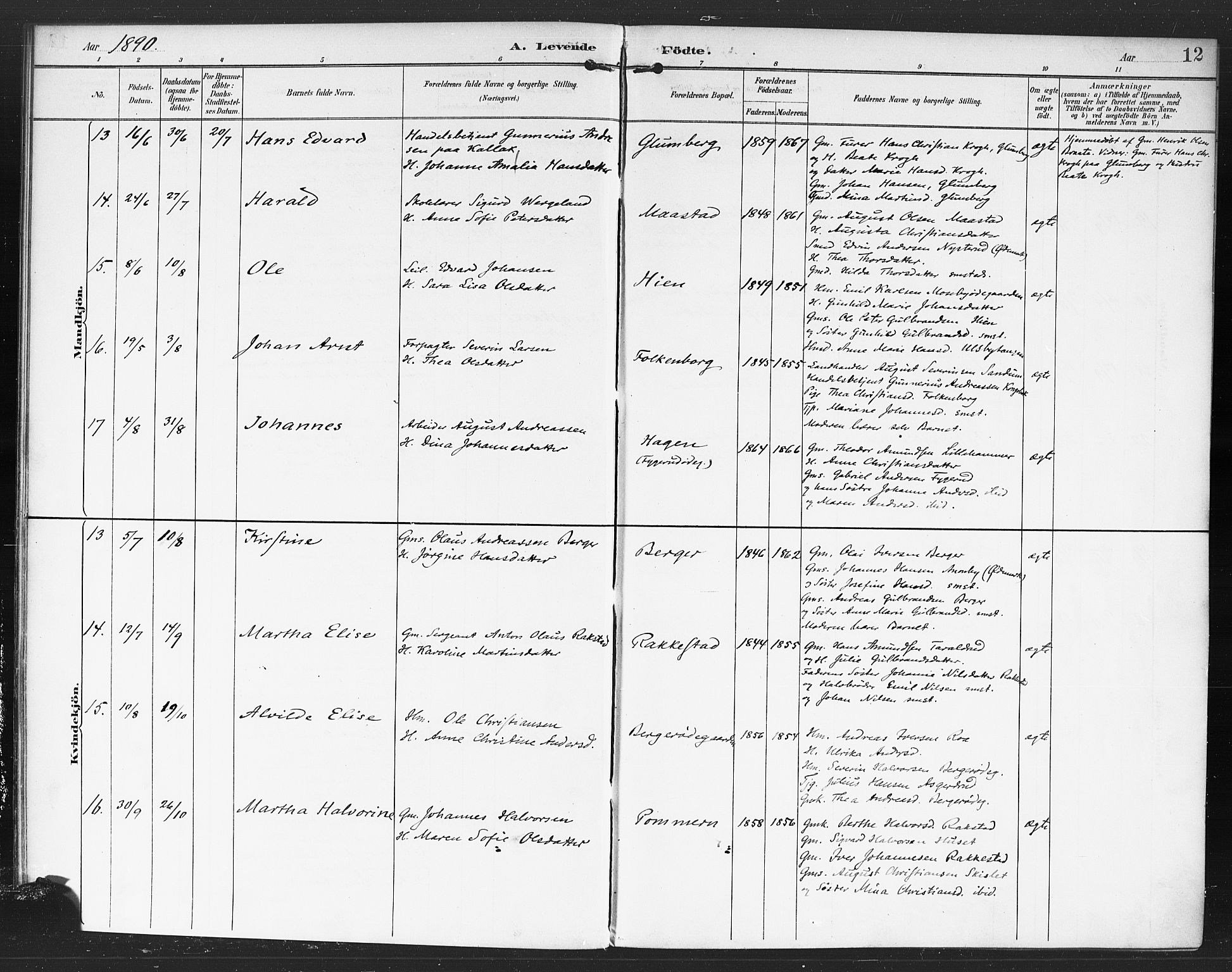 Rødenes prestekontor Kirkebøker, AV/SAO-A-2005/F/Fa/L0010: Parish register (official) no. I 10, 1890-1900, p. 12