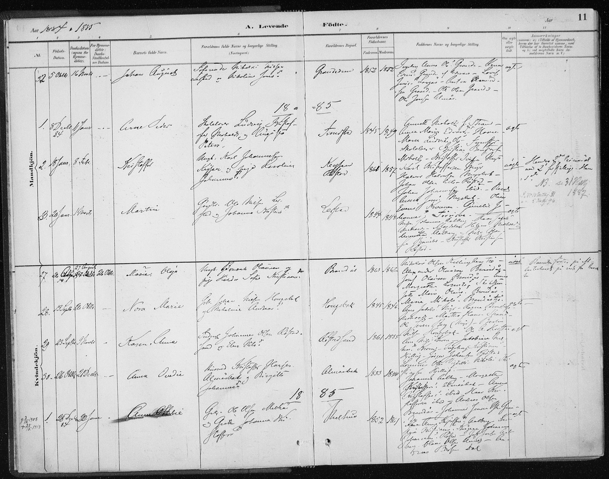 Ministerialprotokoller, klokkerbøker og fødselsregistre - Nord-Trøndelag, SAT/A-1458/701/L0010: Parish register (official) no. 701A10, 1883-1899, p. 11