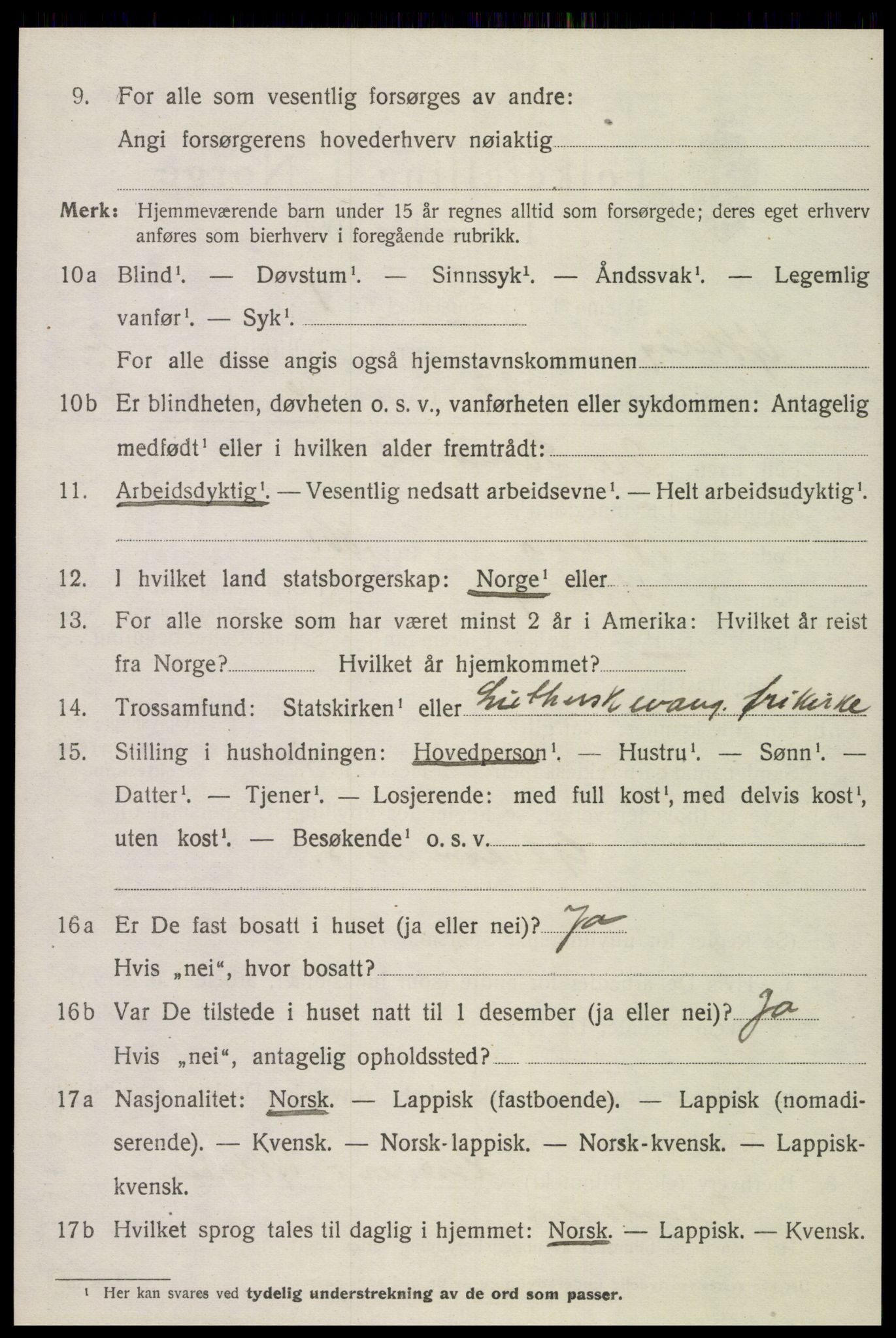 SAT, 1920 census for Ytterøy, 1920, p. 1306