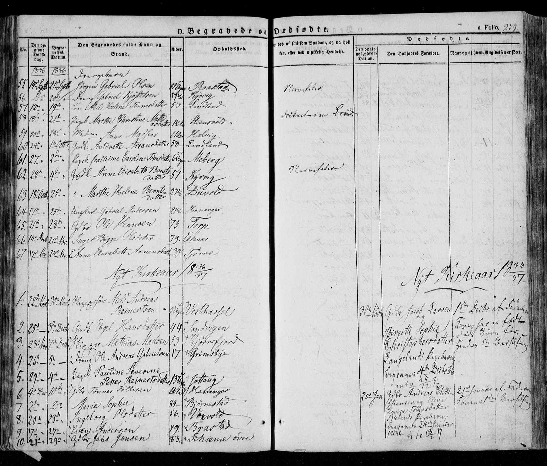 Lista sokneprestkontor, AV/SAK-1111-0027/F/Fa/L0009: Parish register (official) no. A 9, 1835-1846, p. 279