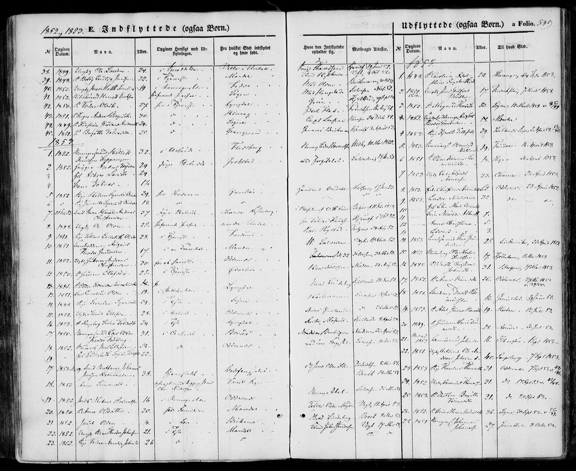 Kristiansand domprosti, SAK/1112-0006/F/Fa/L0014: Parish register (official) no. A 14, 1852-1867, p. 549