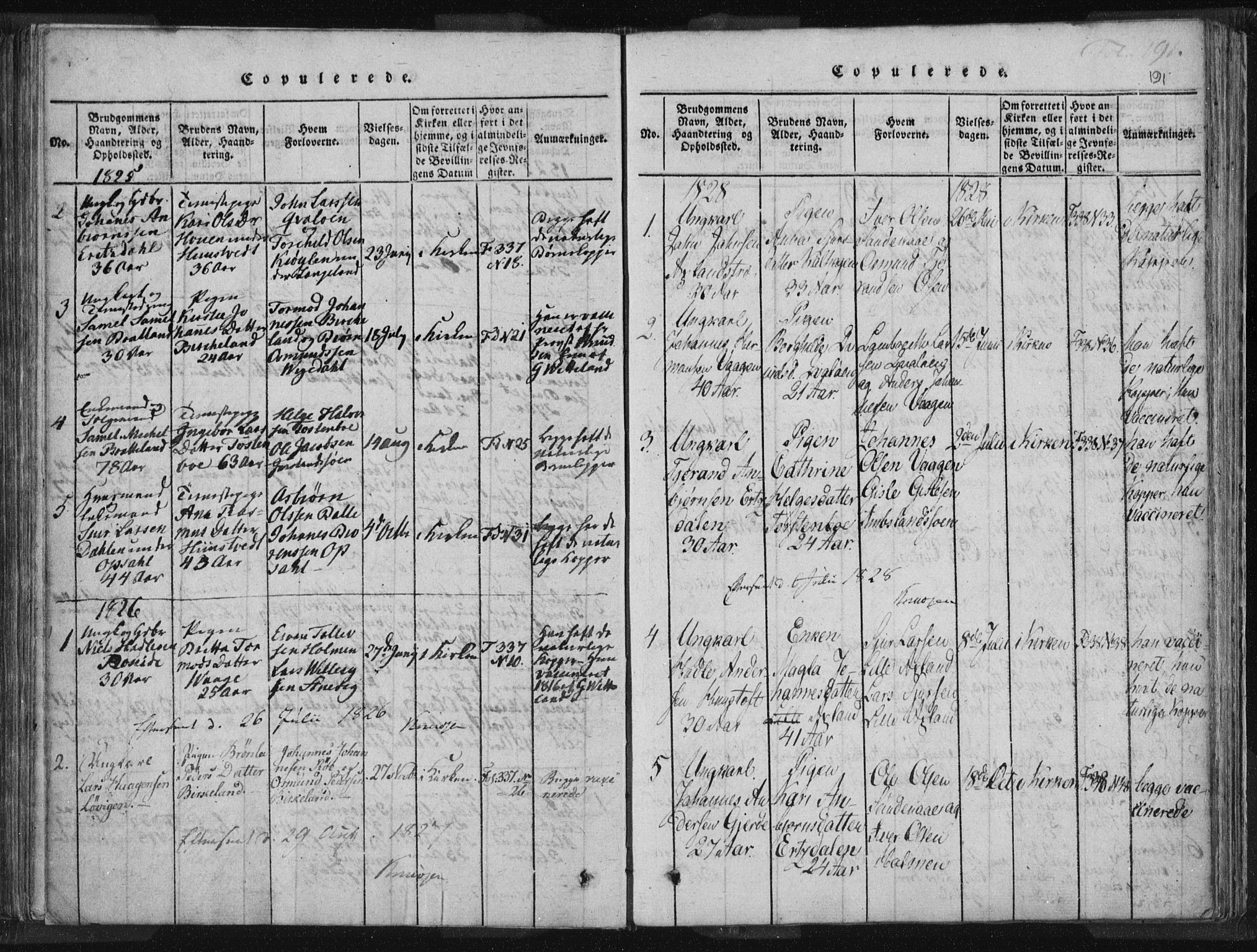 Vikedal sokneprestkontor, SAST/A-101840/01/IV: Parish register (official) no. A 5, 1817-1850, p. 191