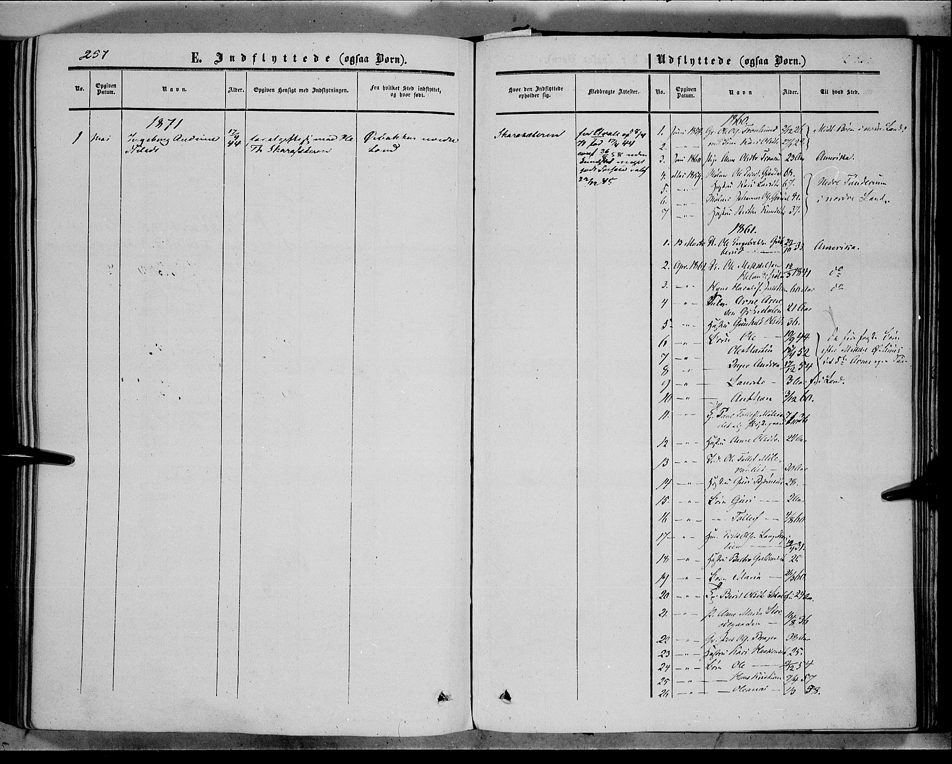 Sør-Aurdal prestekontor, SAH/PREST-128/H/Ha/Haa/L0005: Parish register (official) no. 5, 1849-1876, p. 257