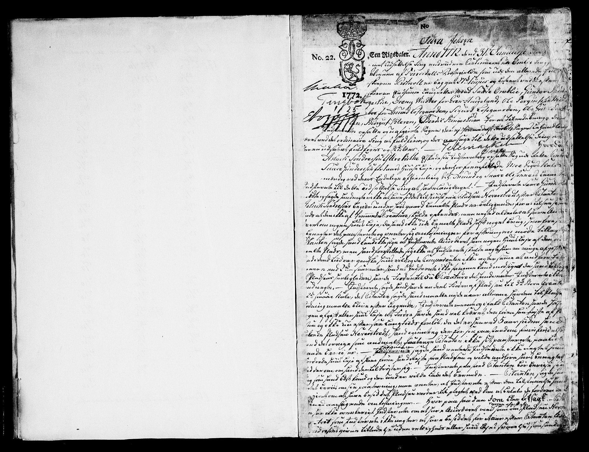 Vest-Telemark sorenskriveri, SAKO/A-134/F/Fa/L0035: Tingbok, 1772-1774, p. 1