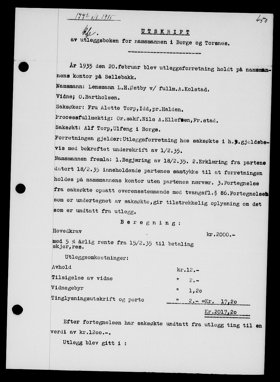 Tune sorenskriveri, AV/SAO-A-10470/G/Gb/Gbb/L0004: Mortgage book no. II 20-24, 1933-1935, Deed date: 08.03.1935