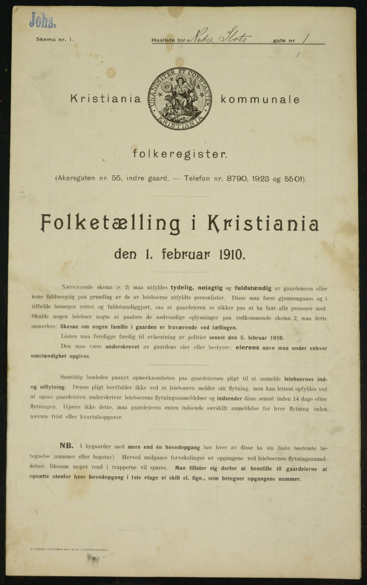 OBA, Municipal Census 1910 for Kristiania, 1910, p. 67100