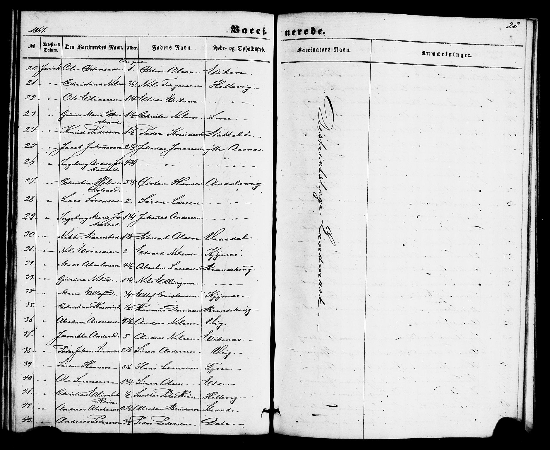 Fjaler sokneprestembete, AV/SAB-A-79801/H/Haa/Haaa/L0011: Parish register (official) no. A 11, 1860-1867, p. 28