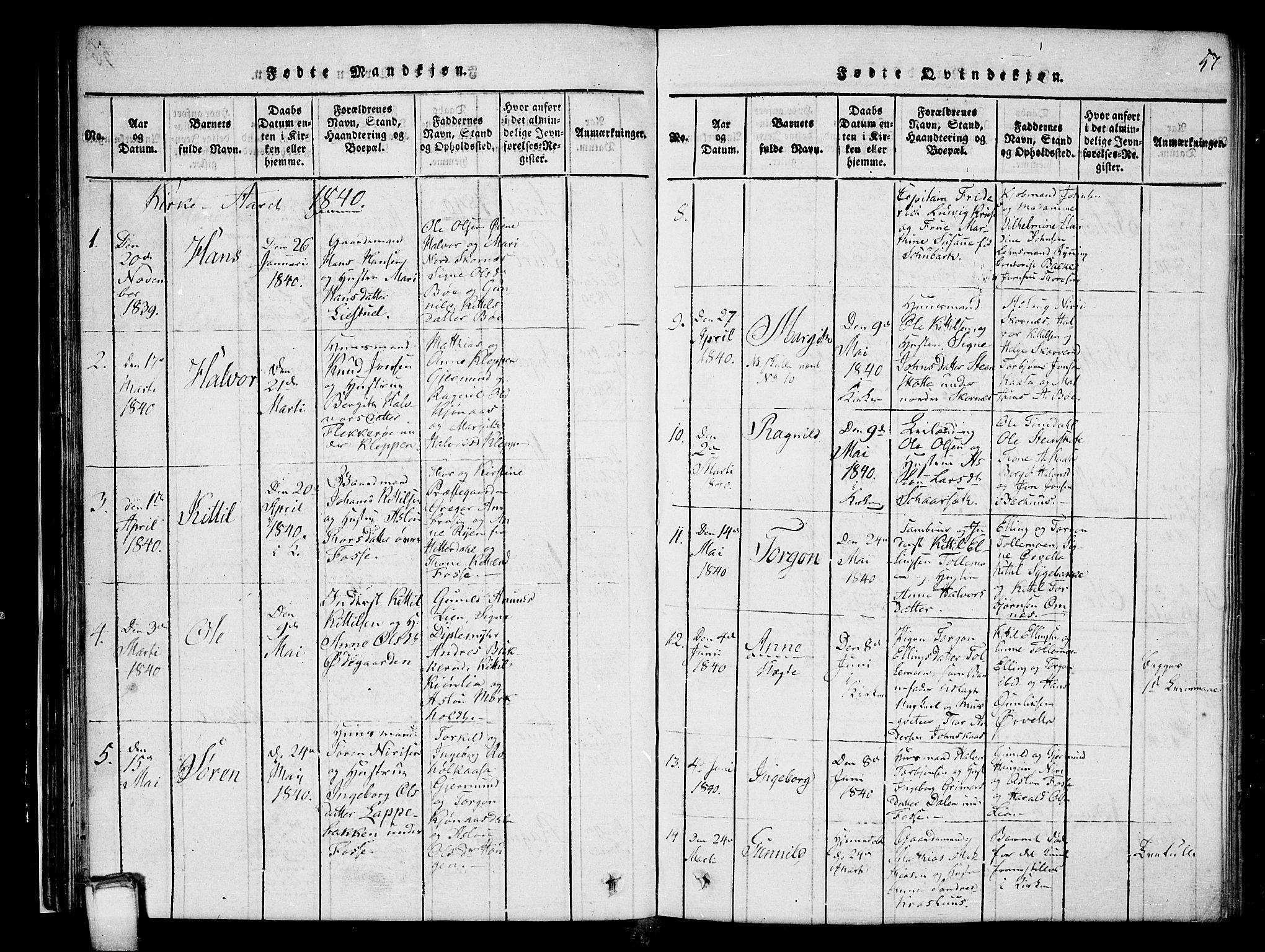 Hjartdal kirkebøker, AV/SAKO-A-270/G/Gb/L0001: Parish register (copy) no. II 1, 1815-1842, p. 57