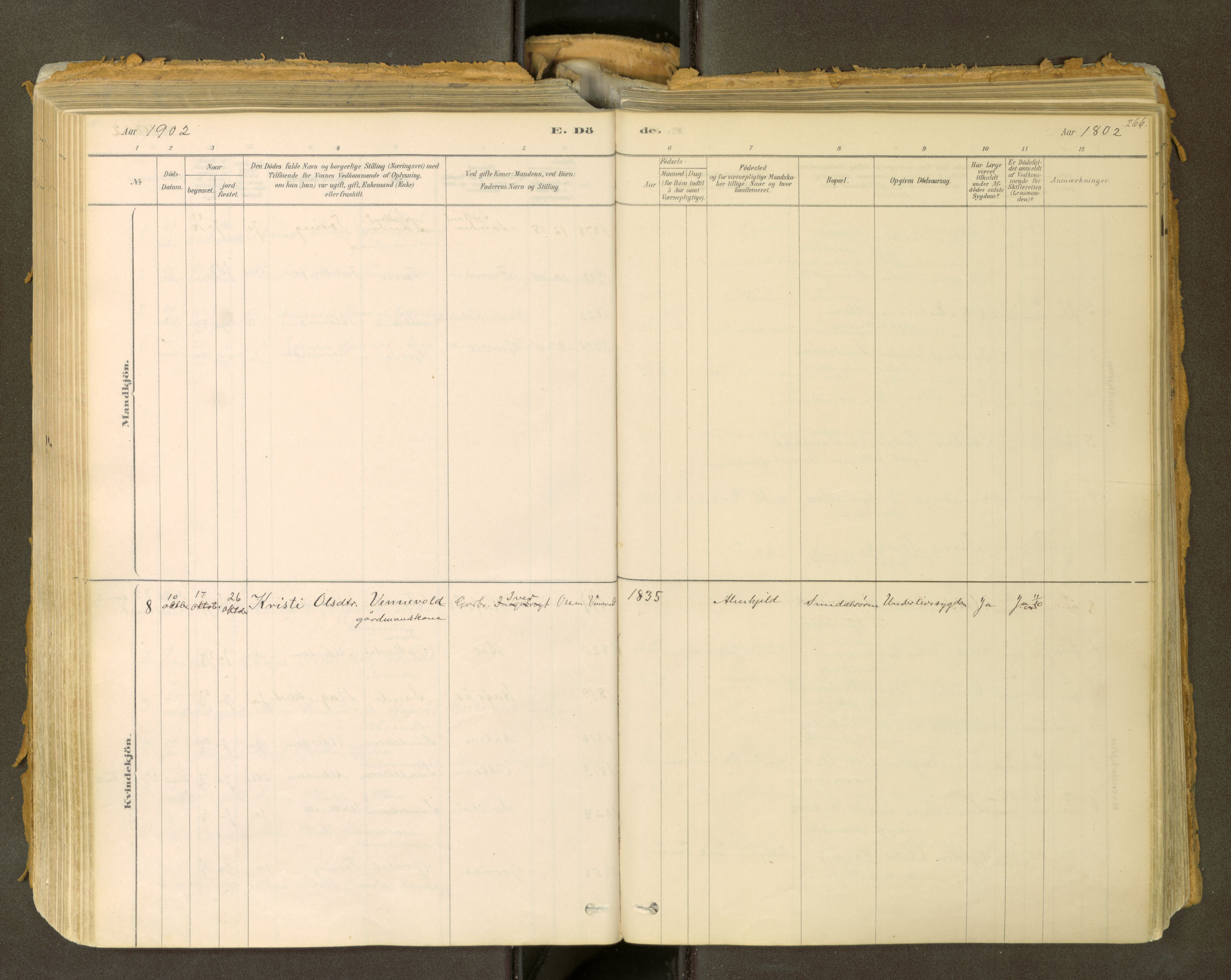 Sunndal sokneprestkontor, AV/SAT-A-1085/1/I/I1/I1a: Parish register (official) no. 2, 1877-1914, p. 266