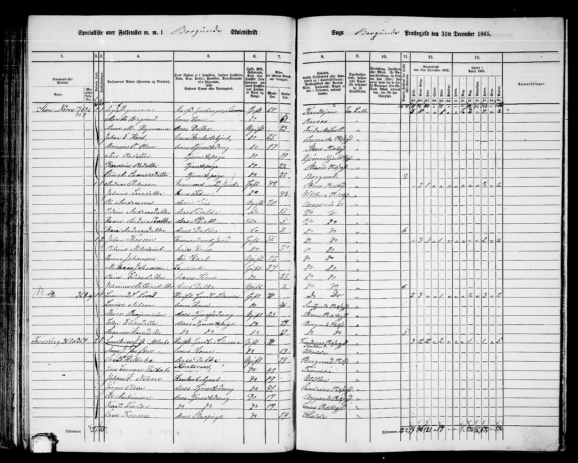 RA, 1865 census for Borgund, 1865, p. 78