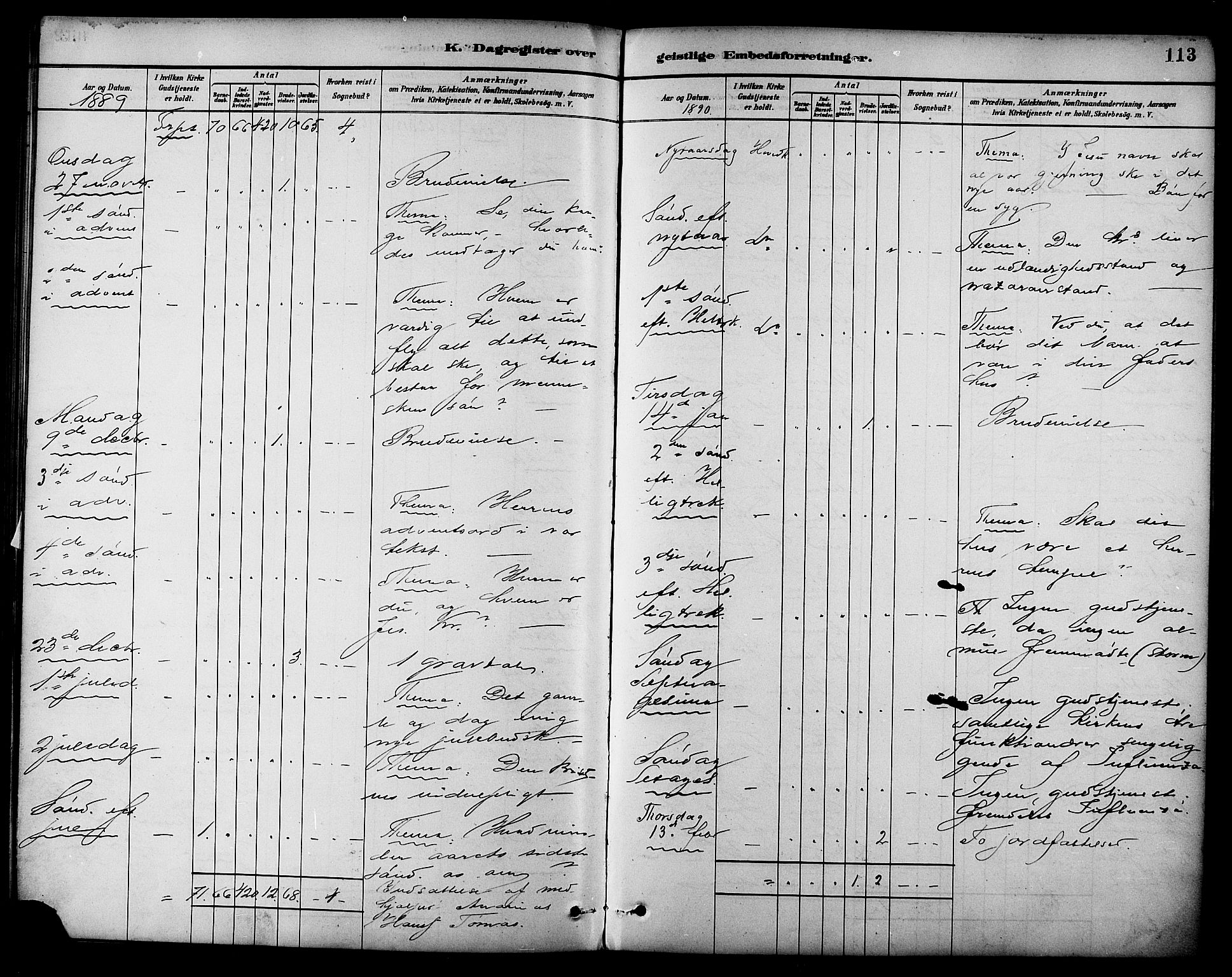 Ministerialprotokoller, klokkerbøker og fødselsregistre - Nordland, AV/SAT-A-1459/861/L0870: Parish register (official) no. 861A05, 1889-1903, p. 113