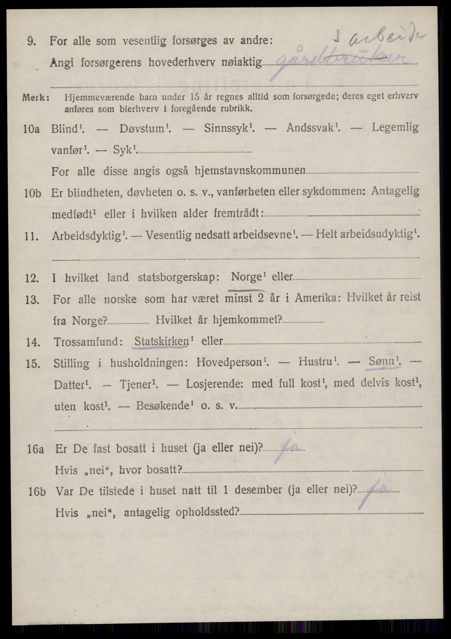 SAT, 1920 census for Borgund, 1920, p. 18865