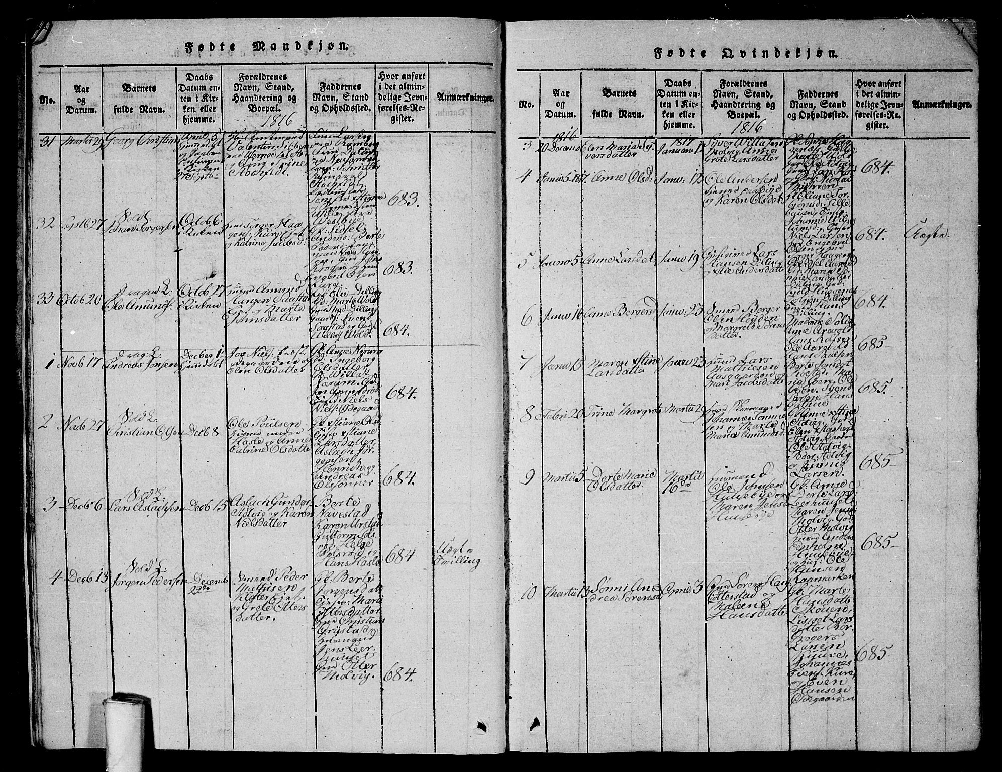 Rygge prestekontor Kirkebøker, SAO/A-10084b/G/Ga/L0001: Parish register (copy) no. 1, 1814-1871, p. 18-19