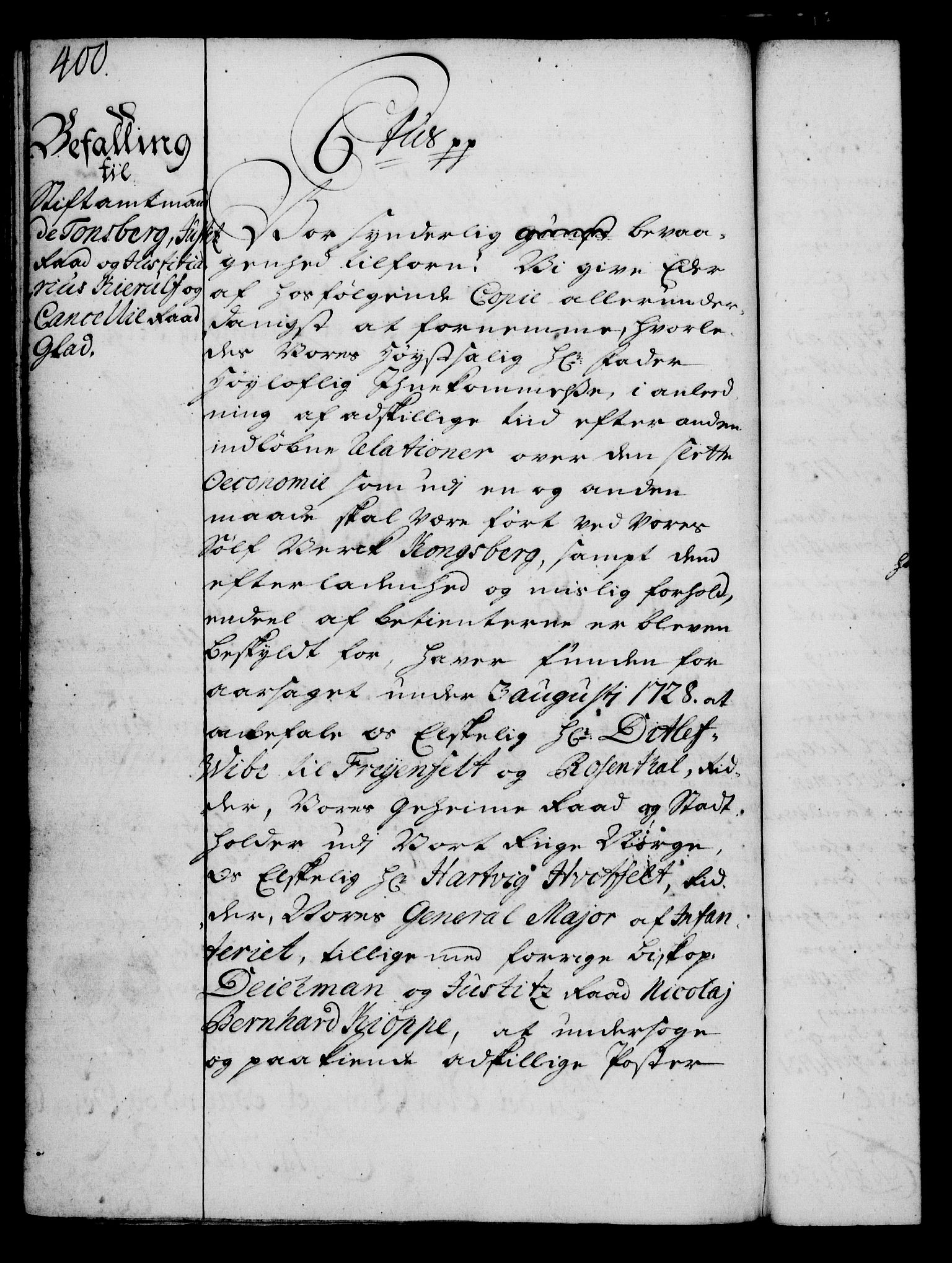 Rentekammeret, Kammerkanselliet, RA/EA-3111/G/Gg/Gga/L0003: Norsk ekspedisjonsprotokoll med register (merket RK 53.3), 1727-1734, p. 400