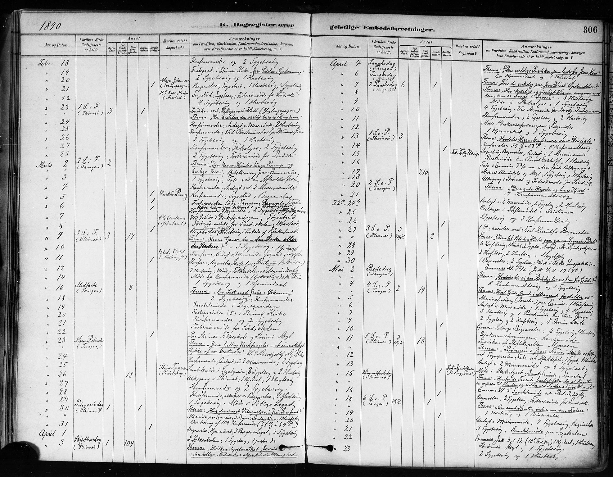 Strømsø kirkebøker, AV/SAKO-A-246/F/Fa/L0022: Parish register (official) no. I 22, 1879-1899, p. 306