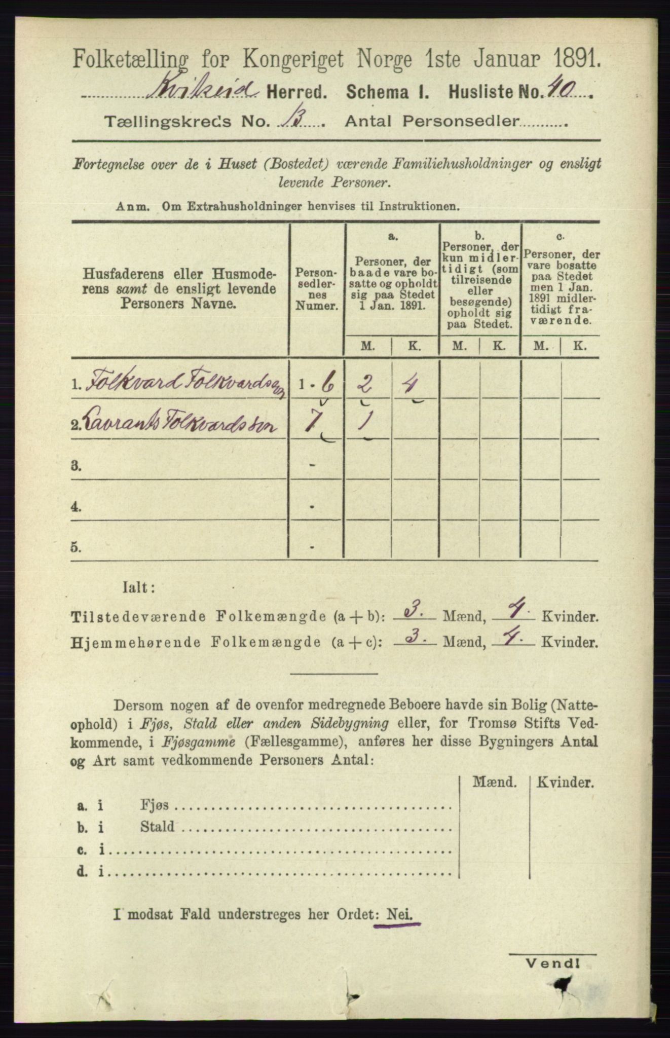 RA, 1891 census for 0829 Kviteseid, 1891, p. 3079