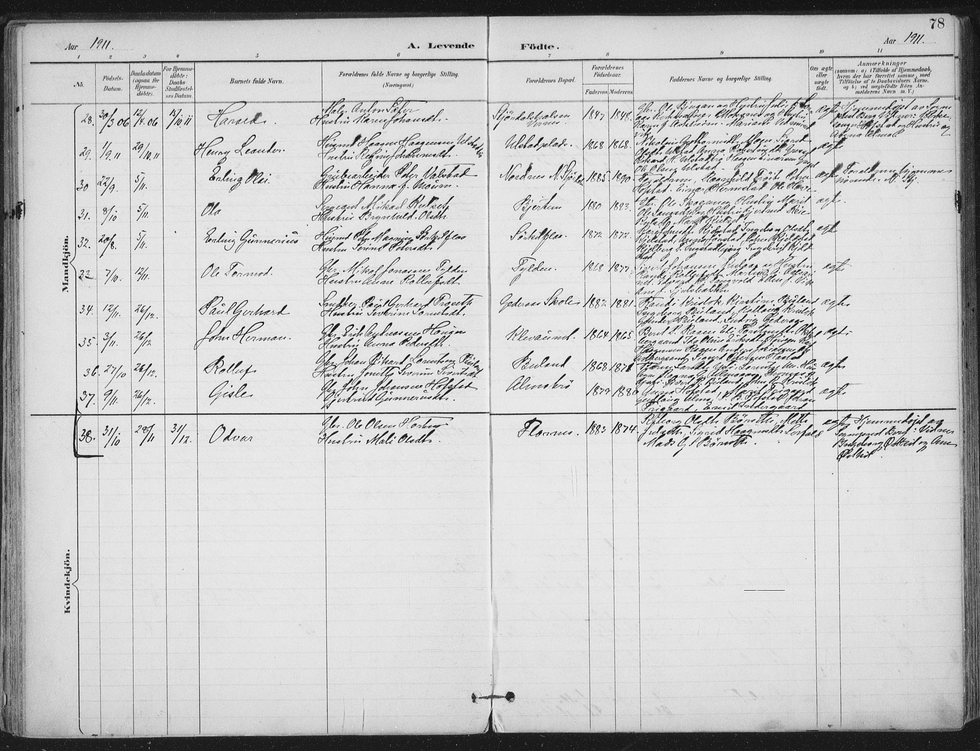 Ministerialprotokoller, klokkerbøker og fødselsregistre - Nord-Trøndelag, SAT/A-1458/703/L0031: Parish register (official) no. 703A04, 1893-1914, p. 78