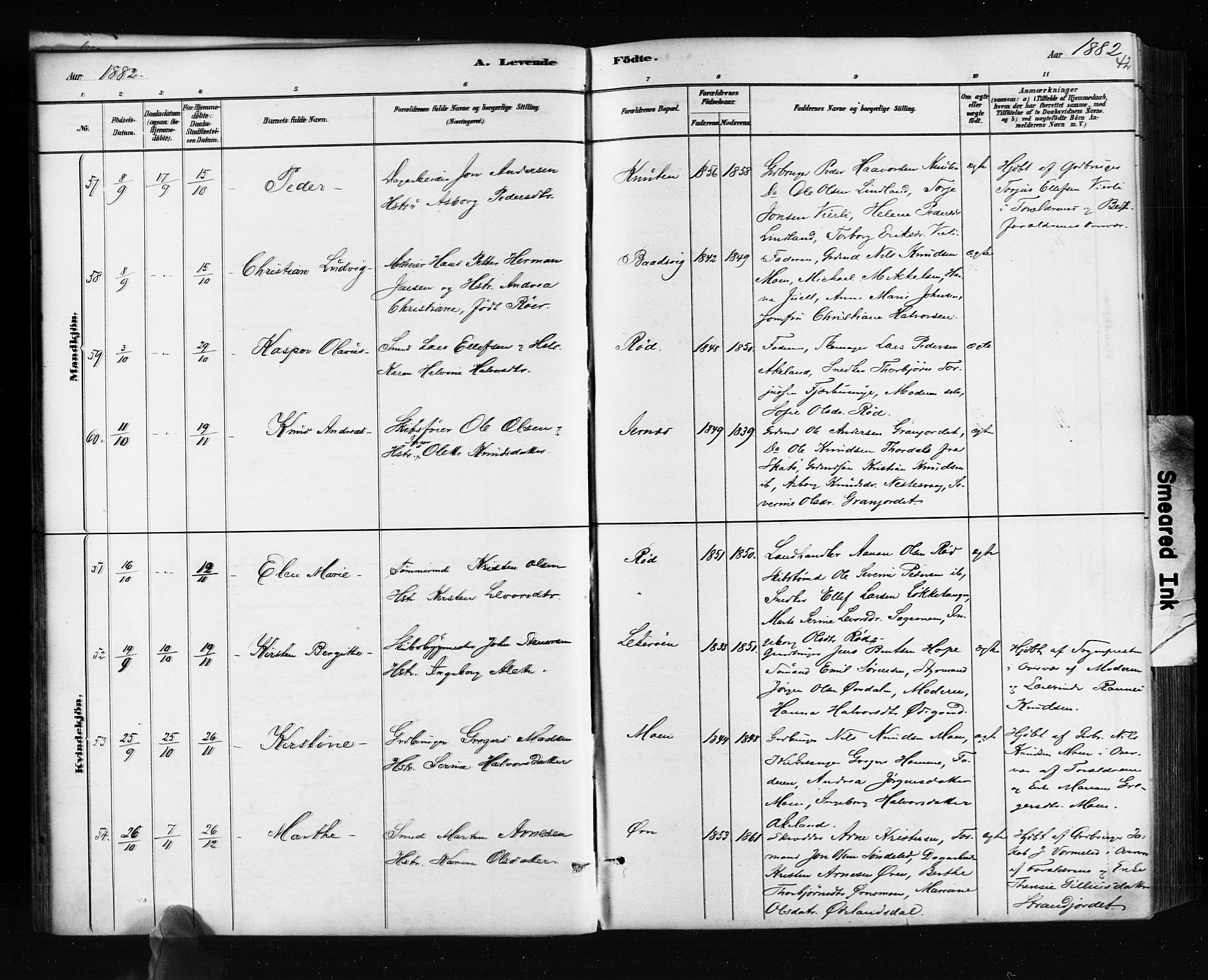 Søndeled sokneprestkontor, AV/SAK-1111-0038/F/Fa/L0004: Parish register (official) no. A 4, 1880-1889, p. 42