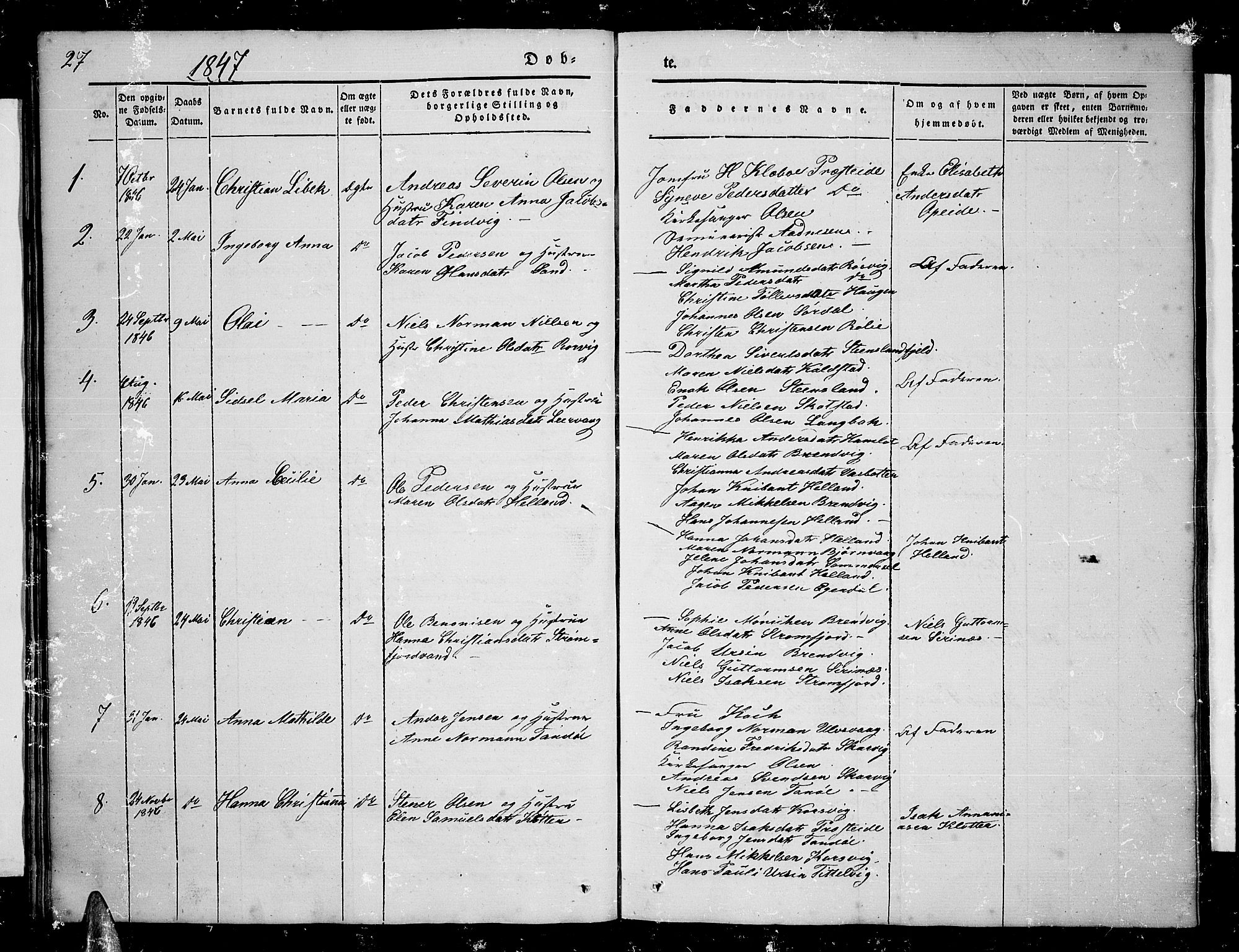 Ministerialprotokoller, klokkerbøker og fødselsregistre - Nordland, AV/SAT-A-1459/859/L0856: Parish register (copy) no. 859C02, 1843-1854, p. 27