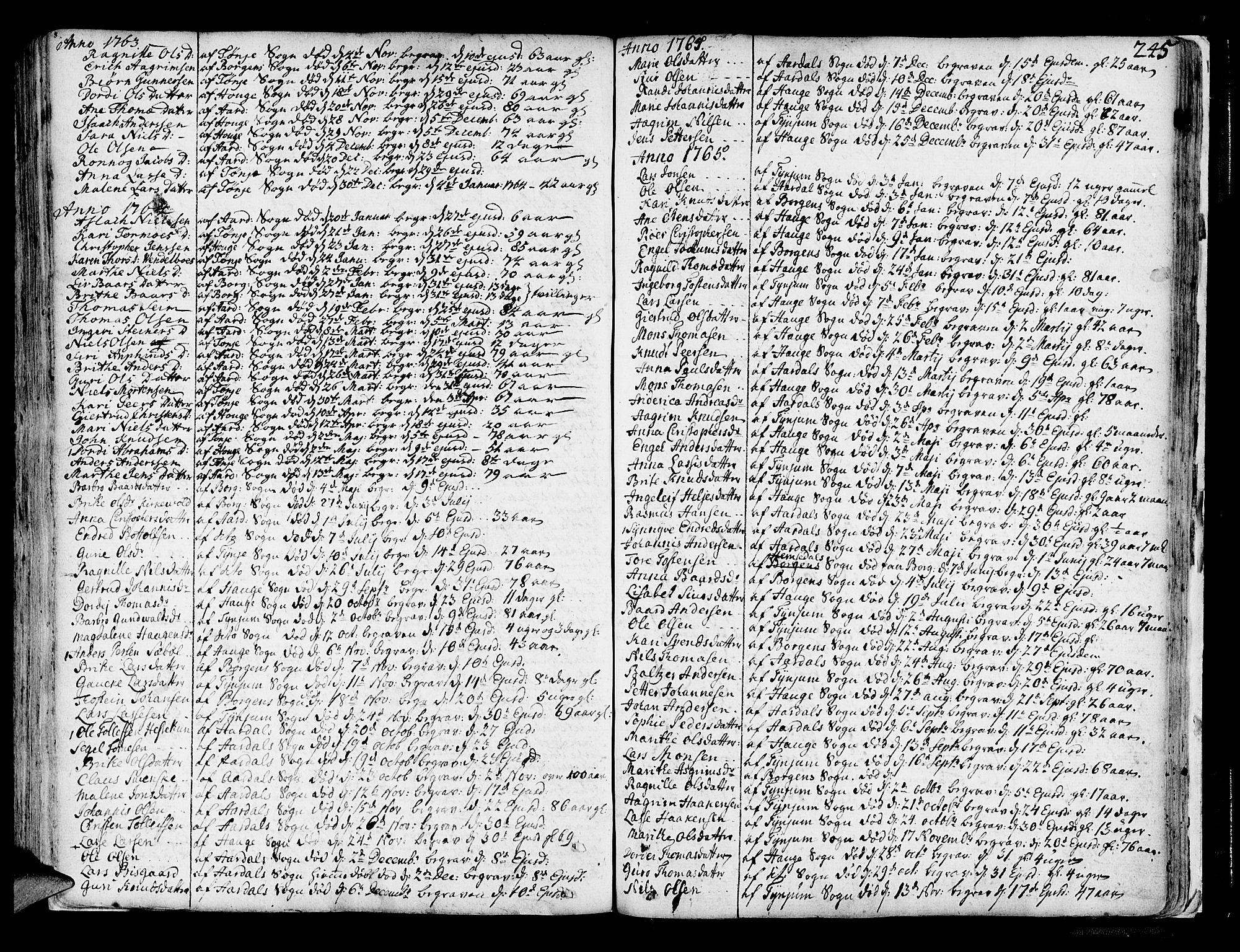 Lærdal sokneprestembete, SAB/A-81201: Parish register (official) no. A 2, 1752-1782, p. 245