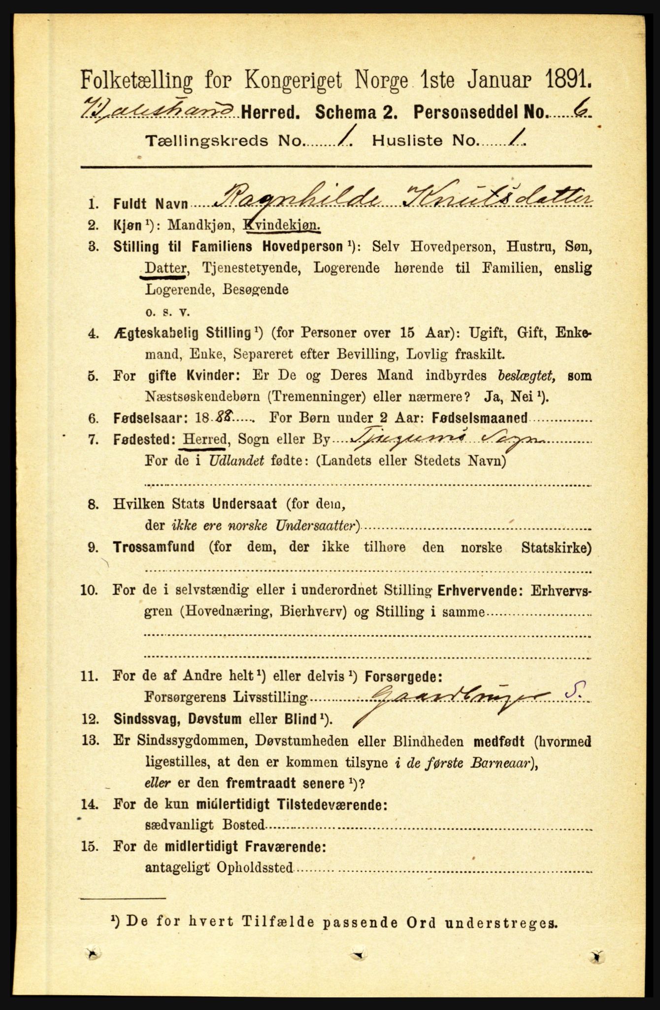 RA, 1891 census for 1418 Balestrand, 1891, p. 67